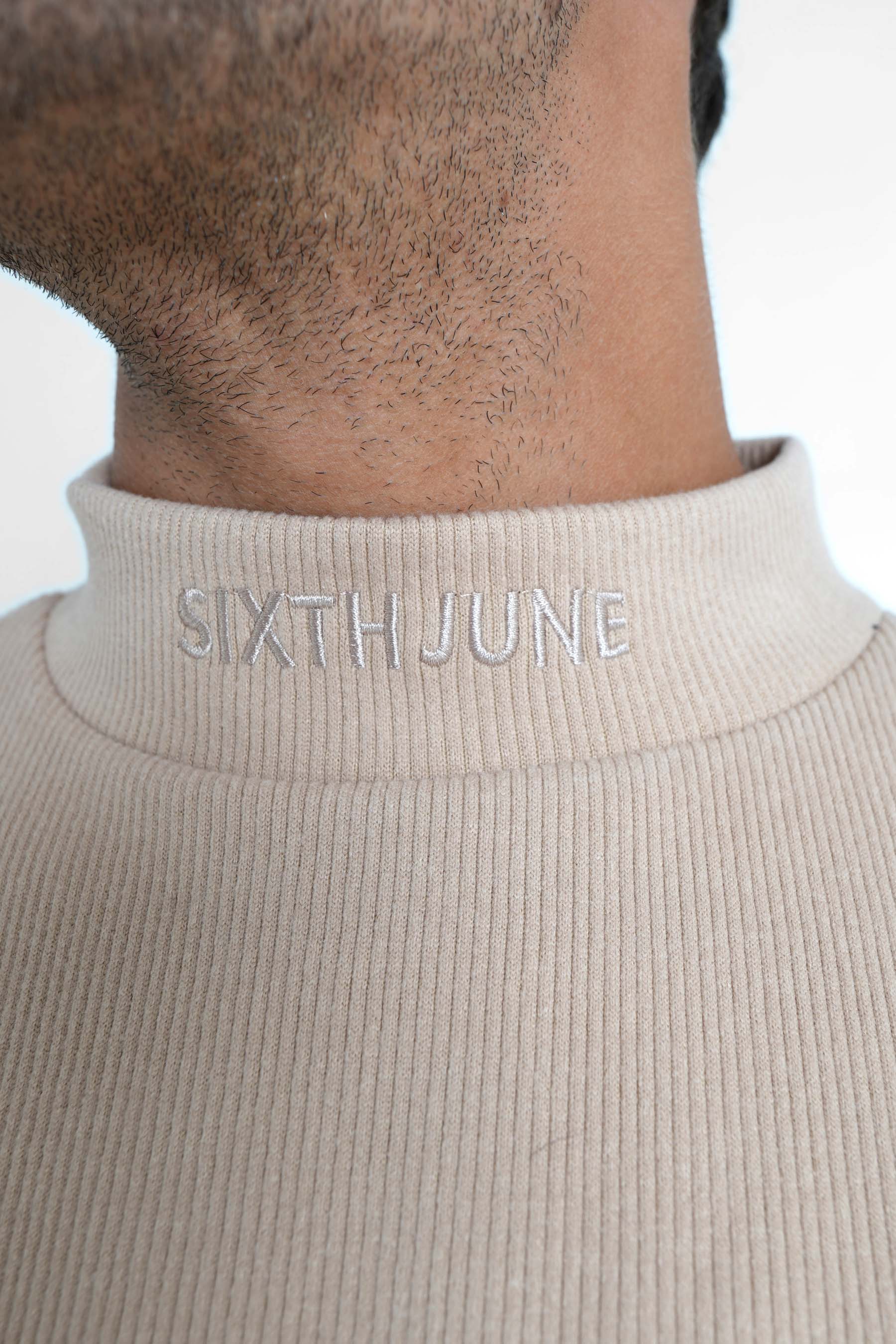 Sixth June - Pull maille logo brodé Beige