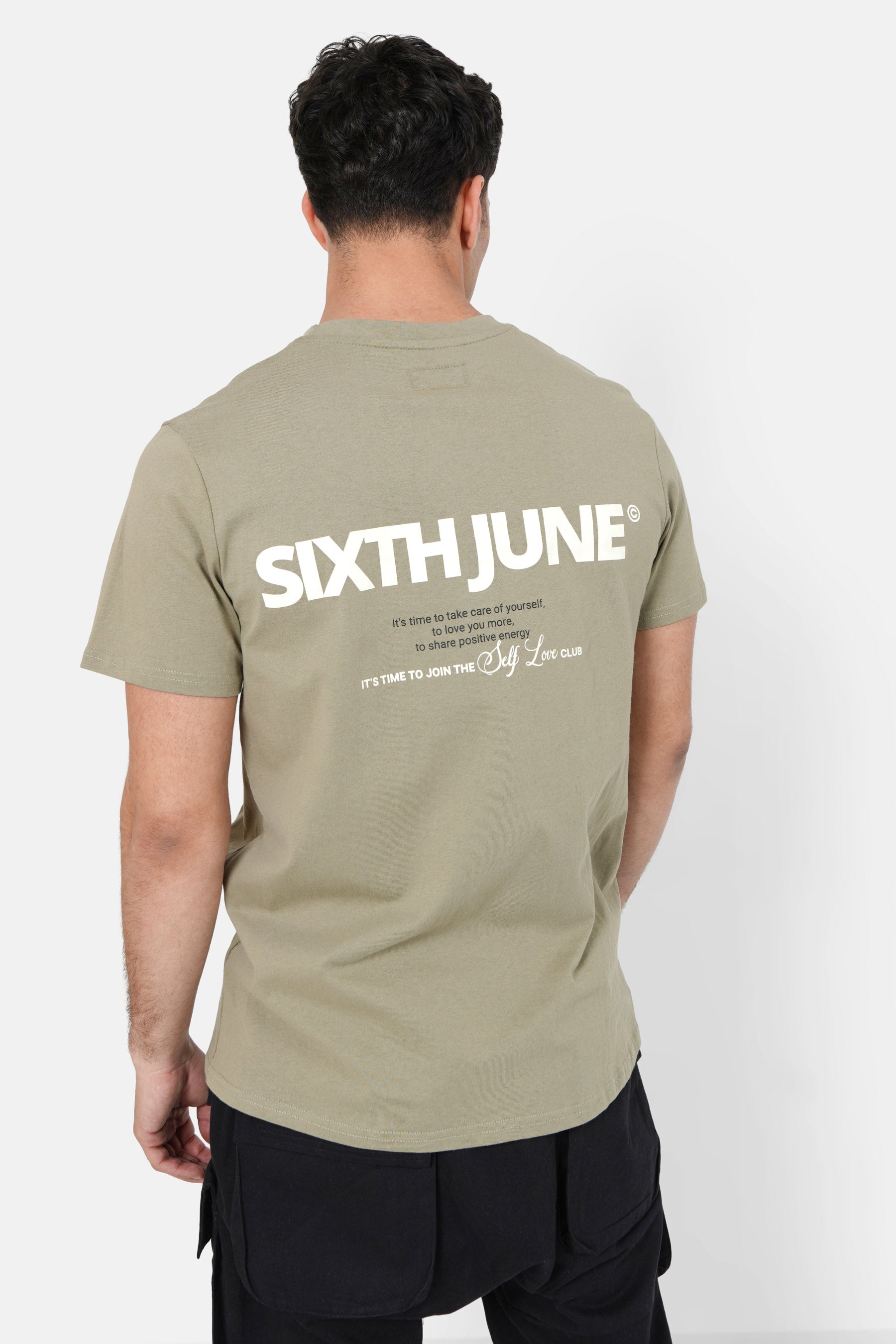 T-shirt self love club Vert kaki