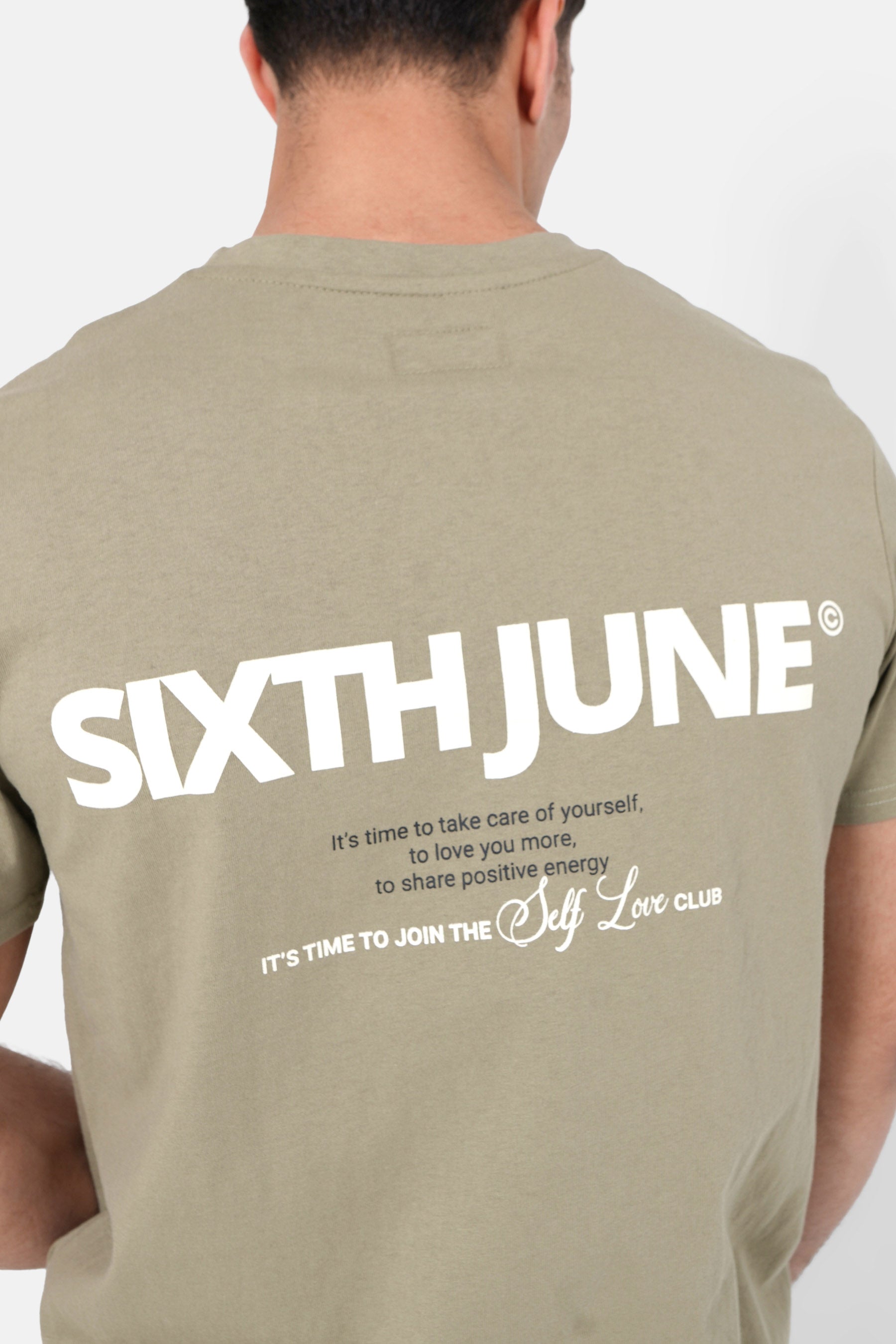 T-shirt self love club Vert kaki