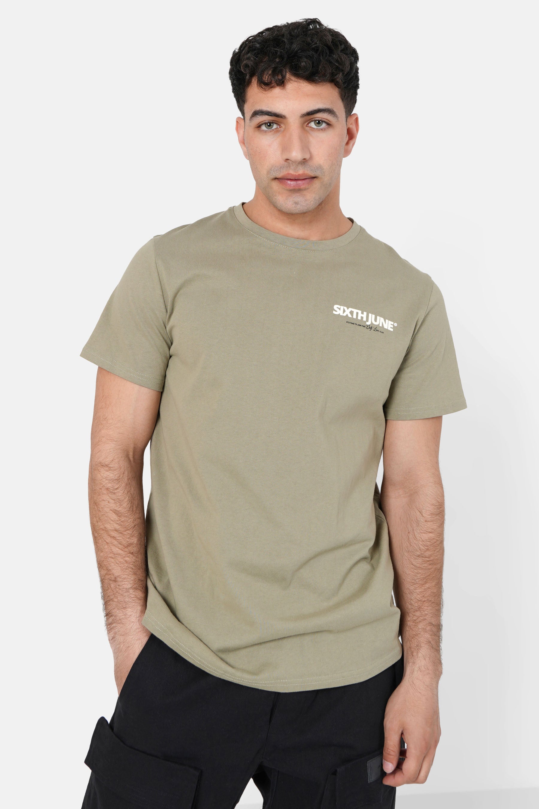 T-shirt self love club Vert kaki