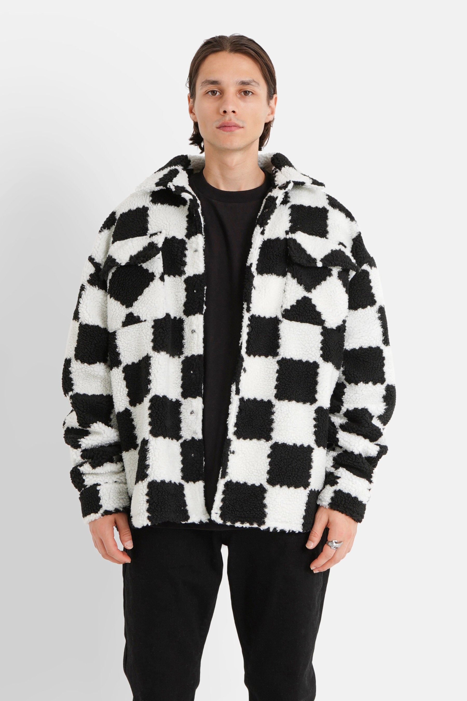 Sixth June - Veste sherpa damier Noir