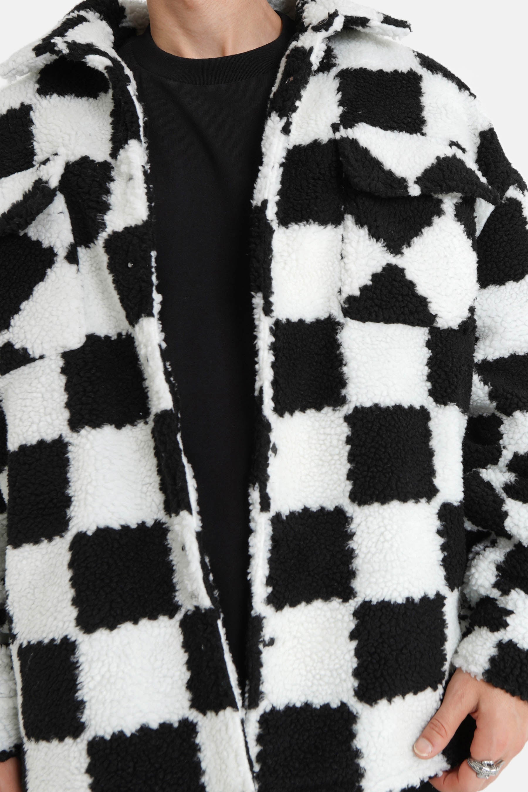 Sixth June - Veste sherpa damier Noir