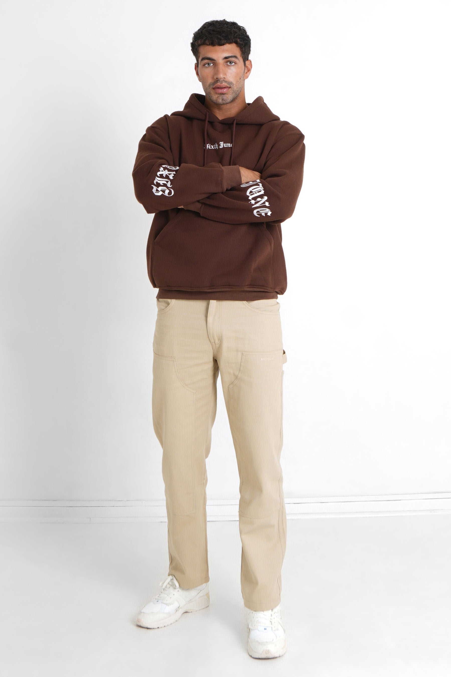 Sweatshirt capuche crew molletonné Marron foncé