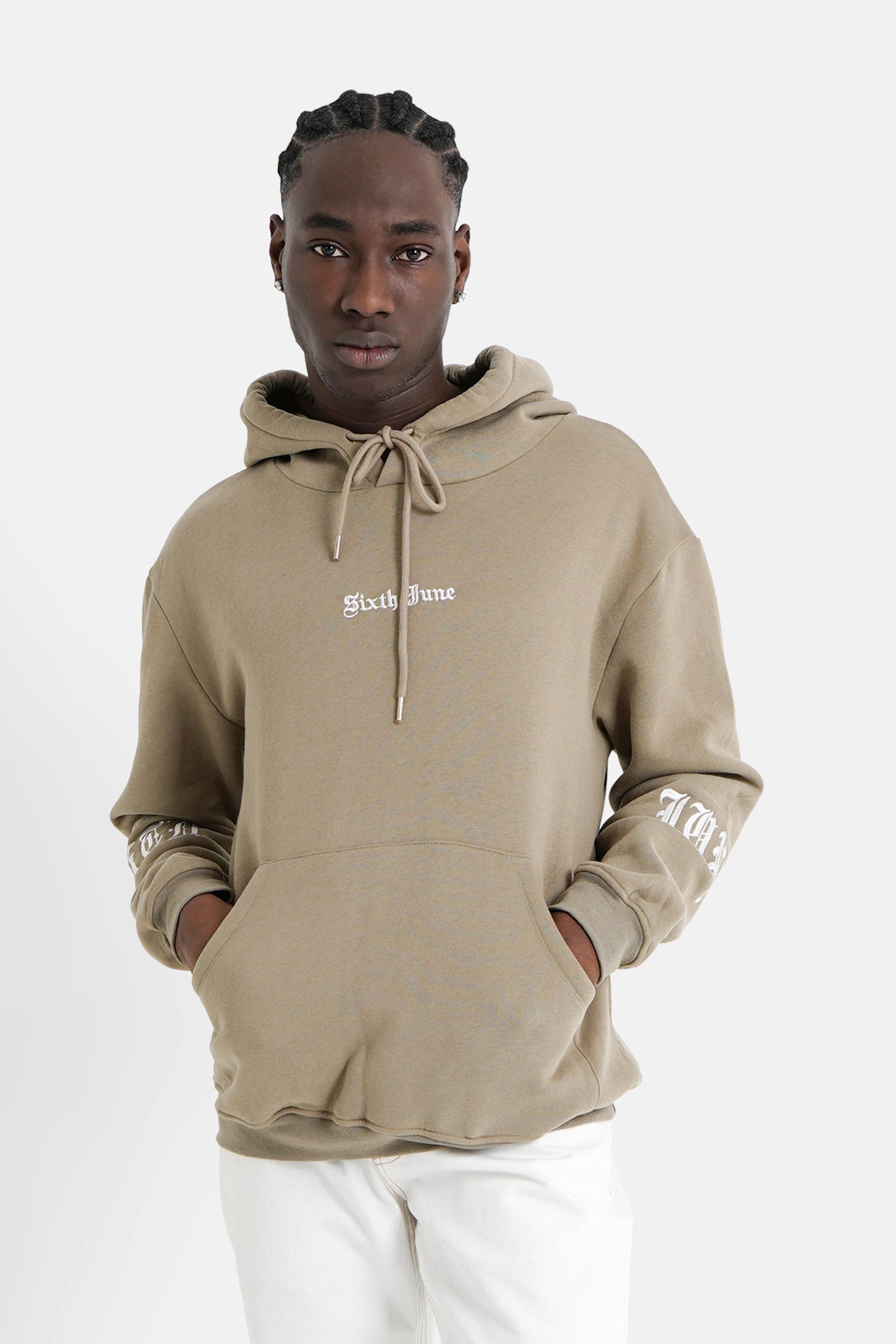 Sixth June - Sweat capuche crew molletonné Vert kaki