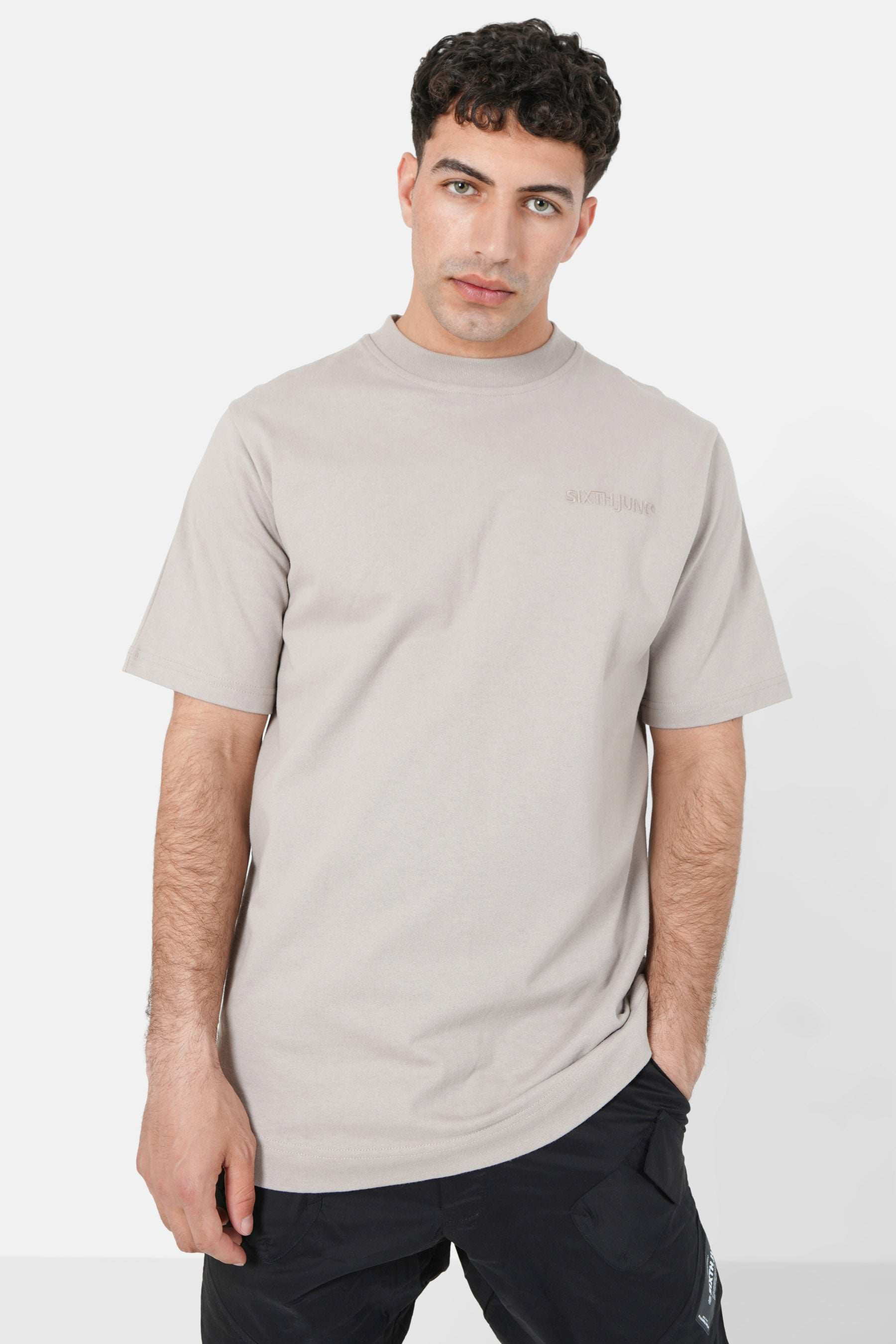 Embroidered logo t-shirt dark Beige