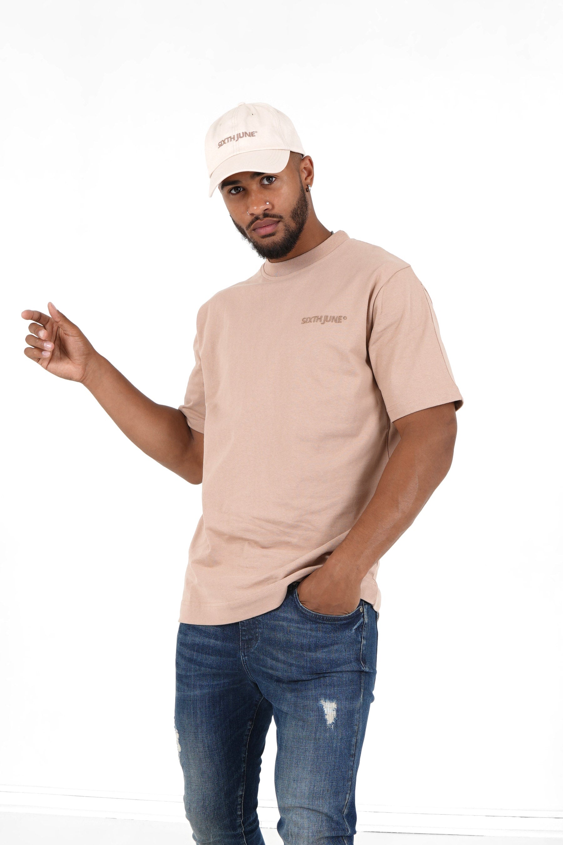 Sixth June - T-shirt logo brodé Beige