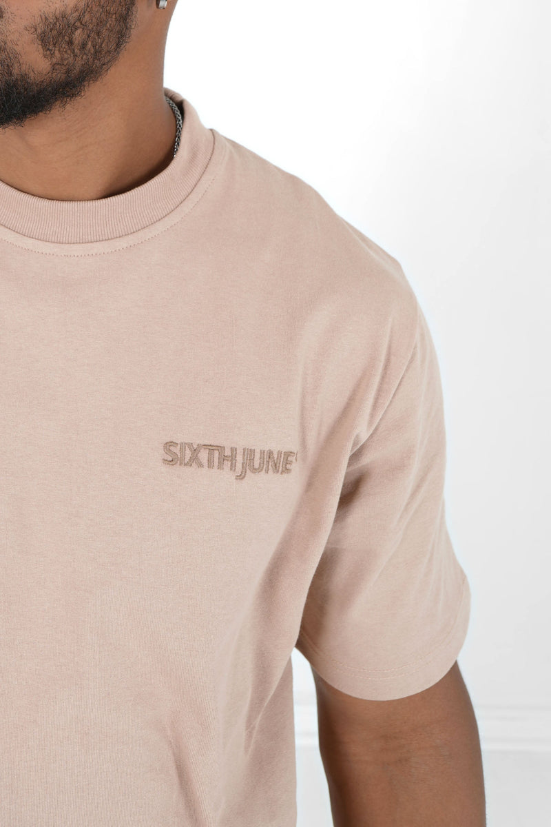 Sixth June - T-shirt logo brodé Beige