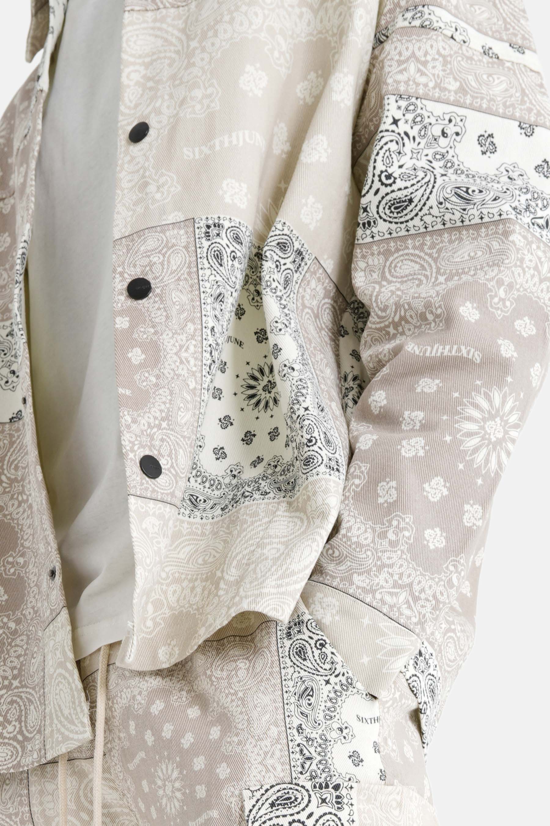 Chemise cargo bandana patchwork Beige