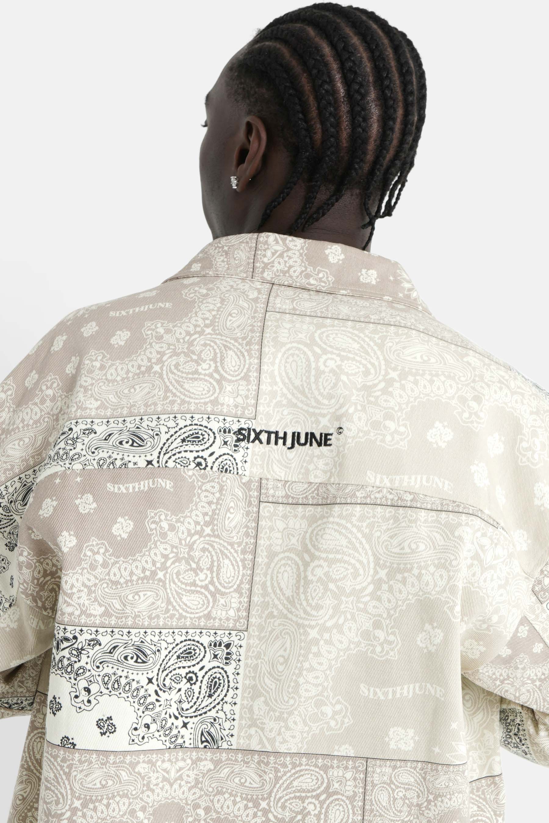 Chemise cargo bandana patchwork Beige