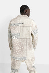 Chemise cargo bandana patchwork Beige