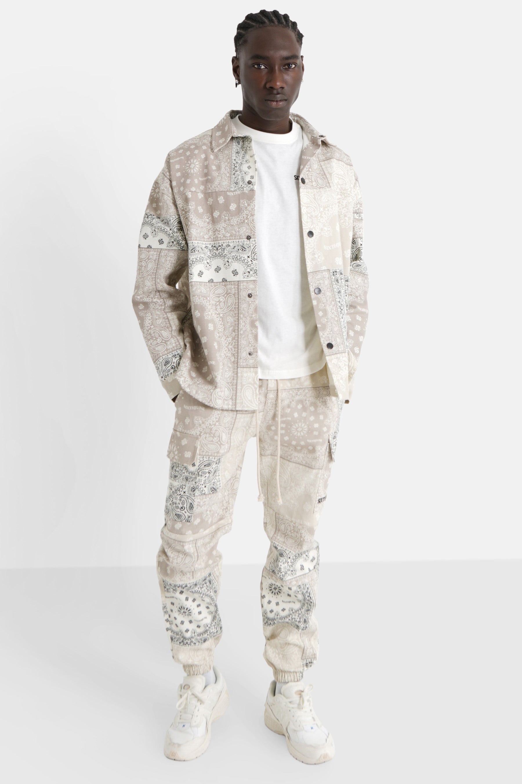 Beige Patchwork-Bandana-Cargohose