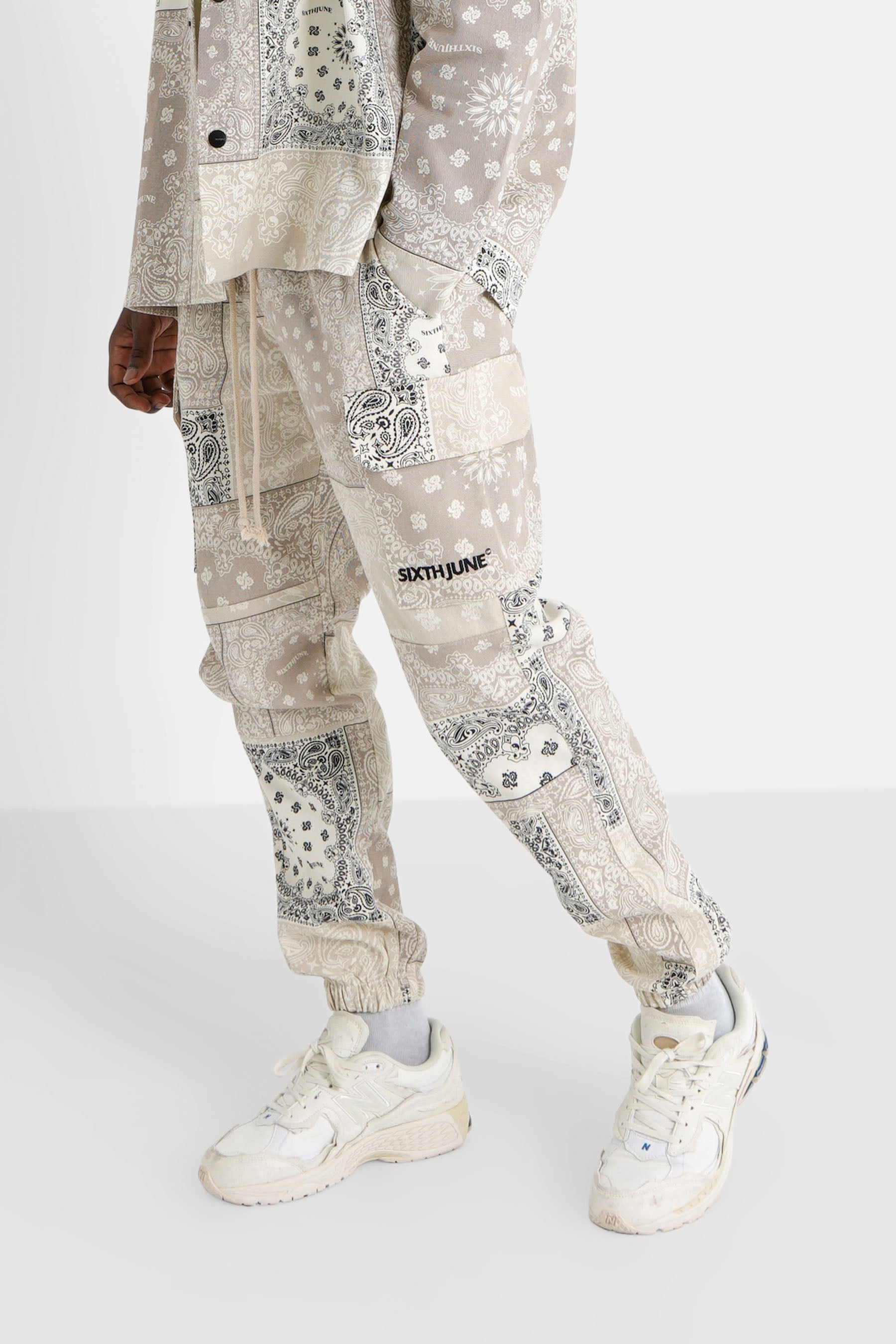 Beige Patchwork-Bandana-Cargohose