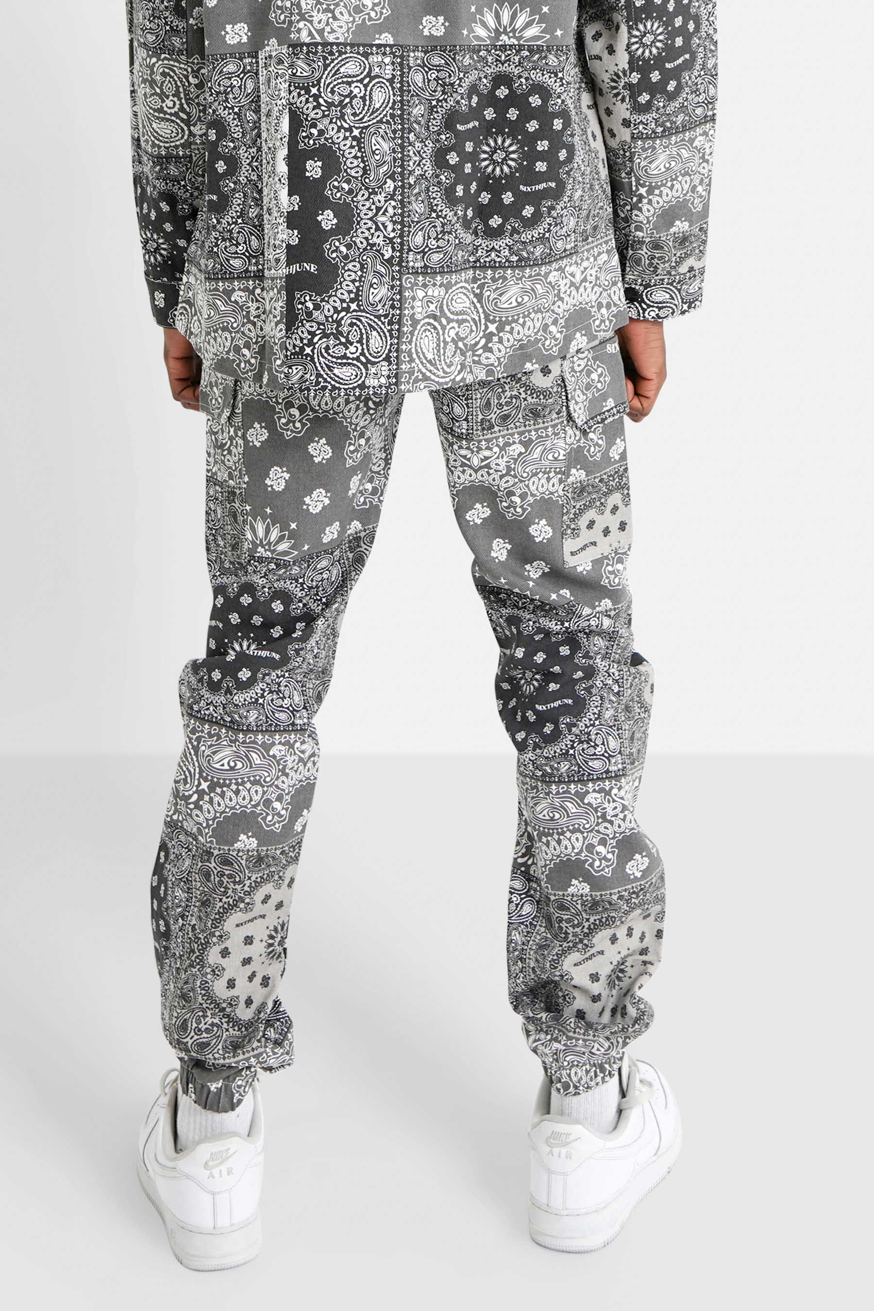 Bandana patchwork cargo pants Black