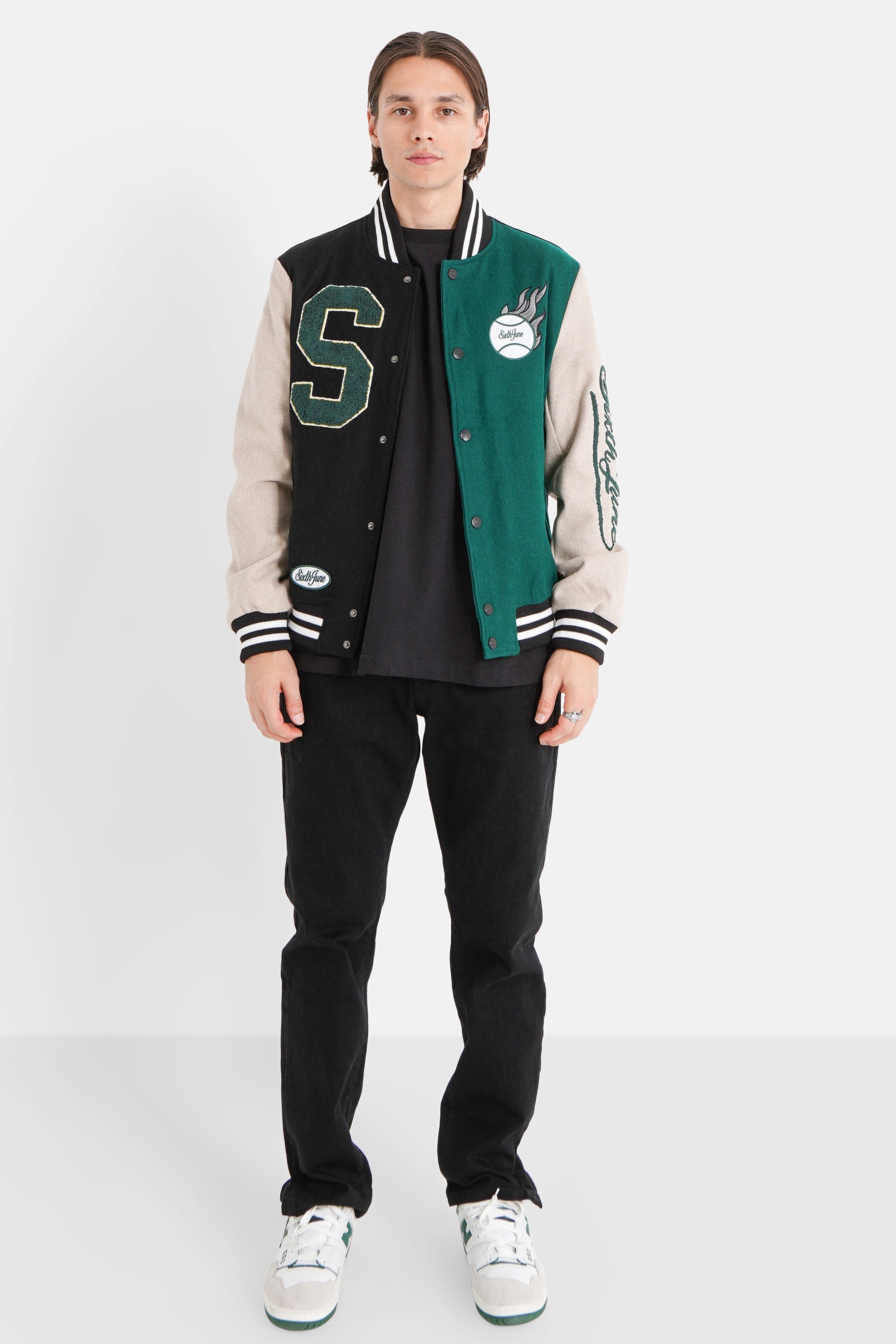 Sixth June - Veste universitaire bicolore Noir