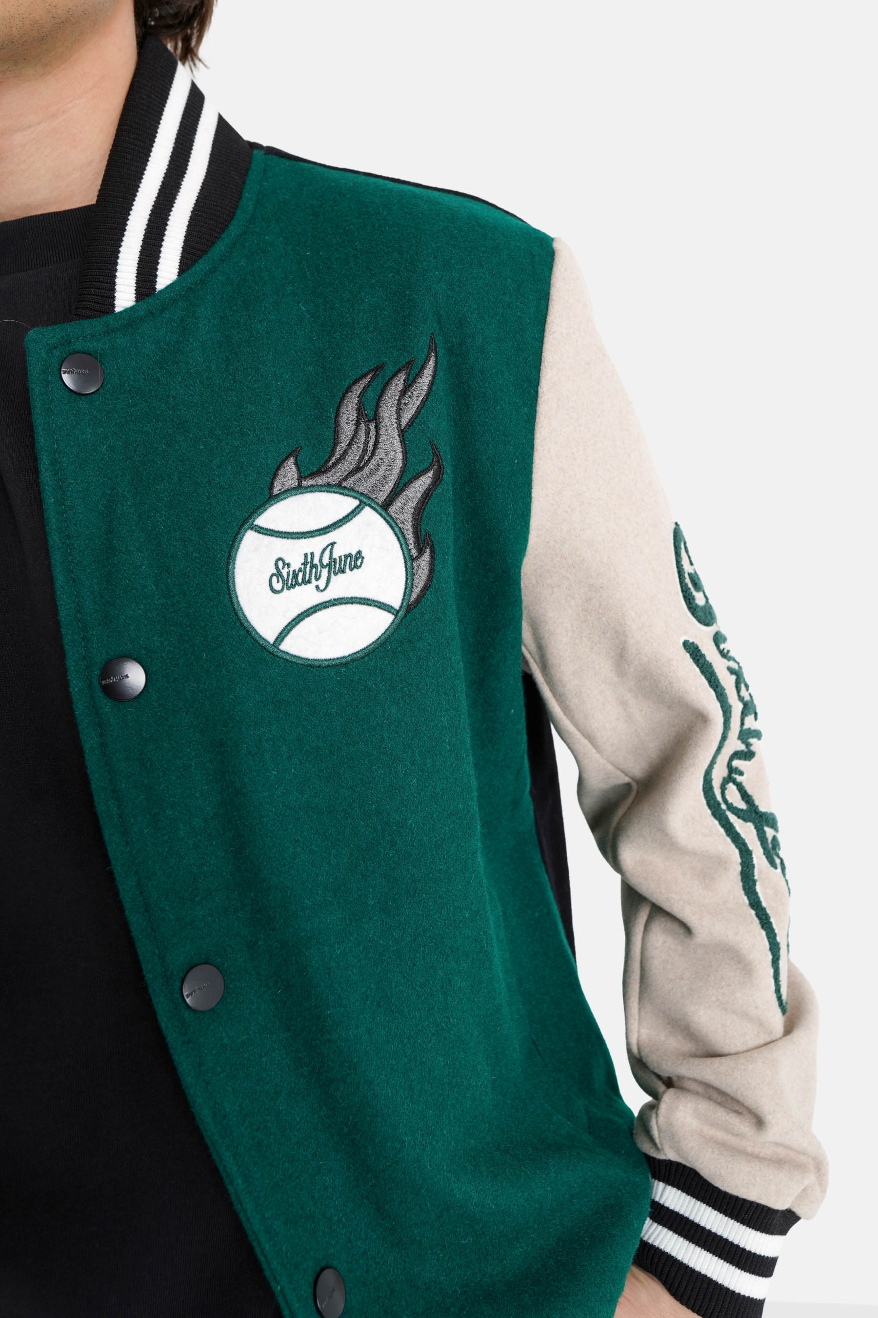 Sixth June - Veste universitaire bicolore Noir