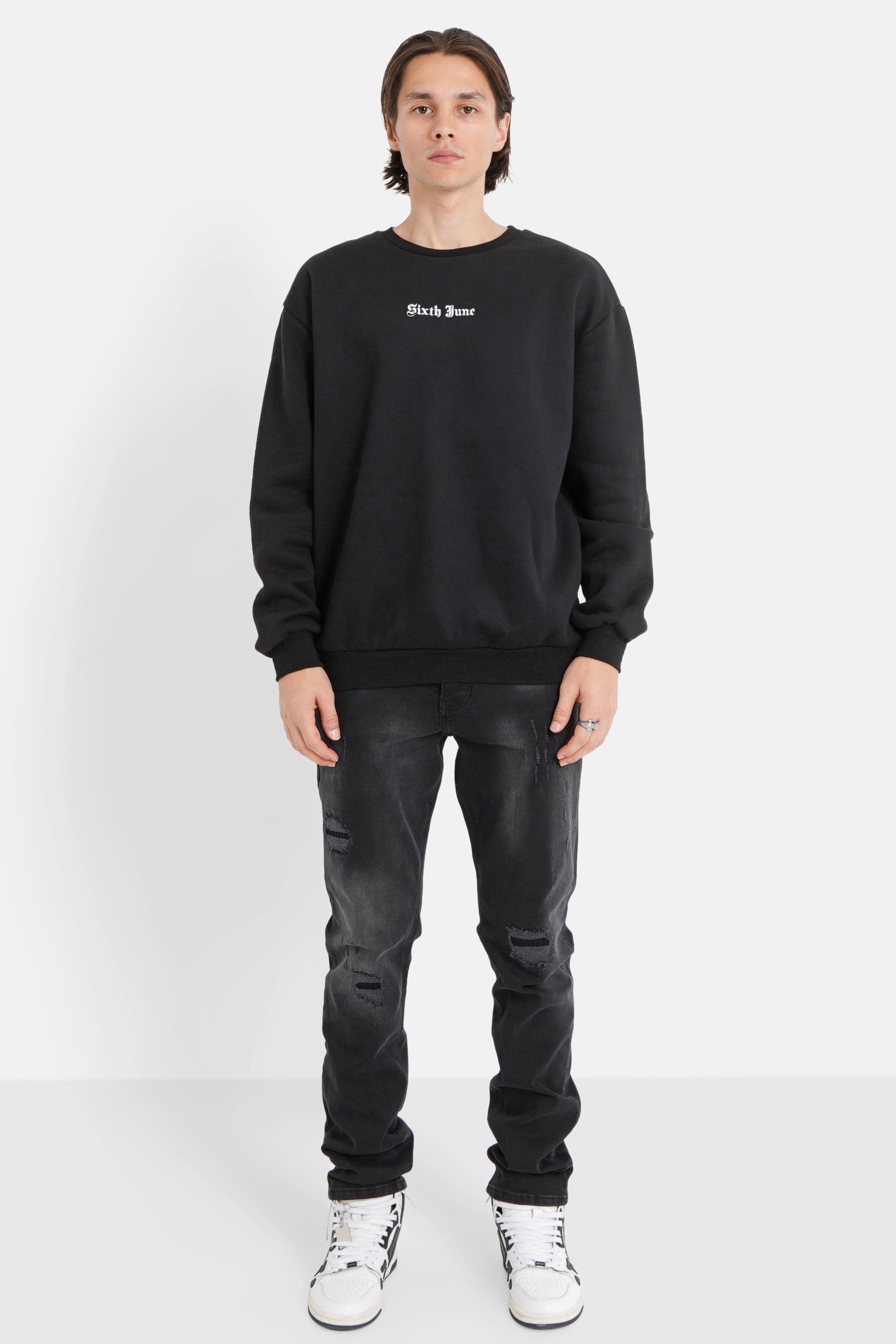 Sixth June - Sweat broderies crew Noir