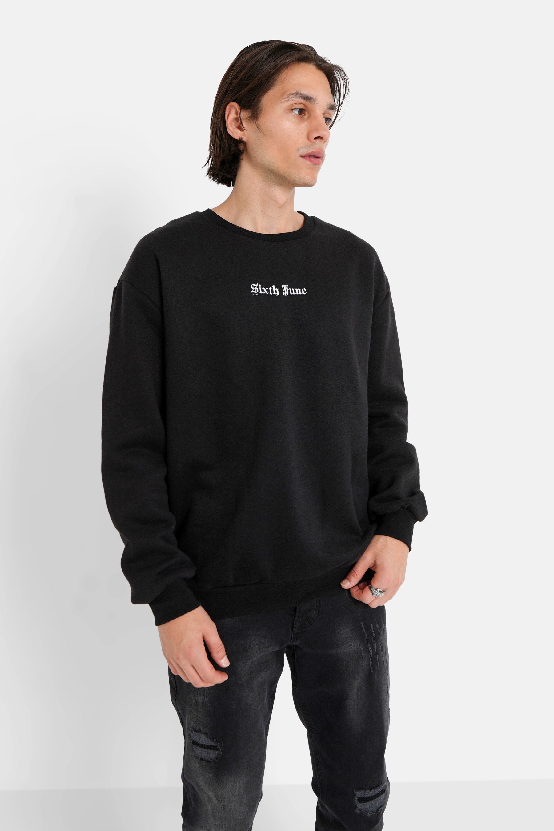 Sixth June - Sweat broderies crew Noir