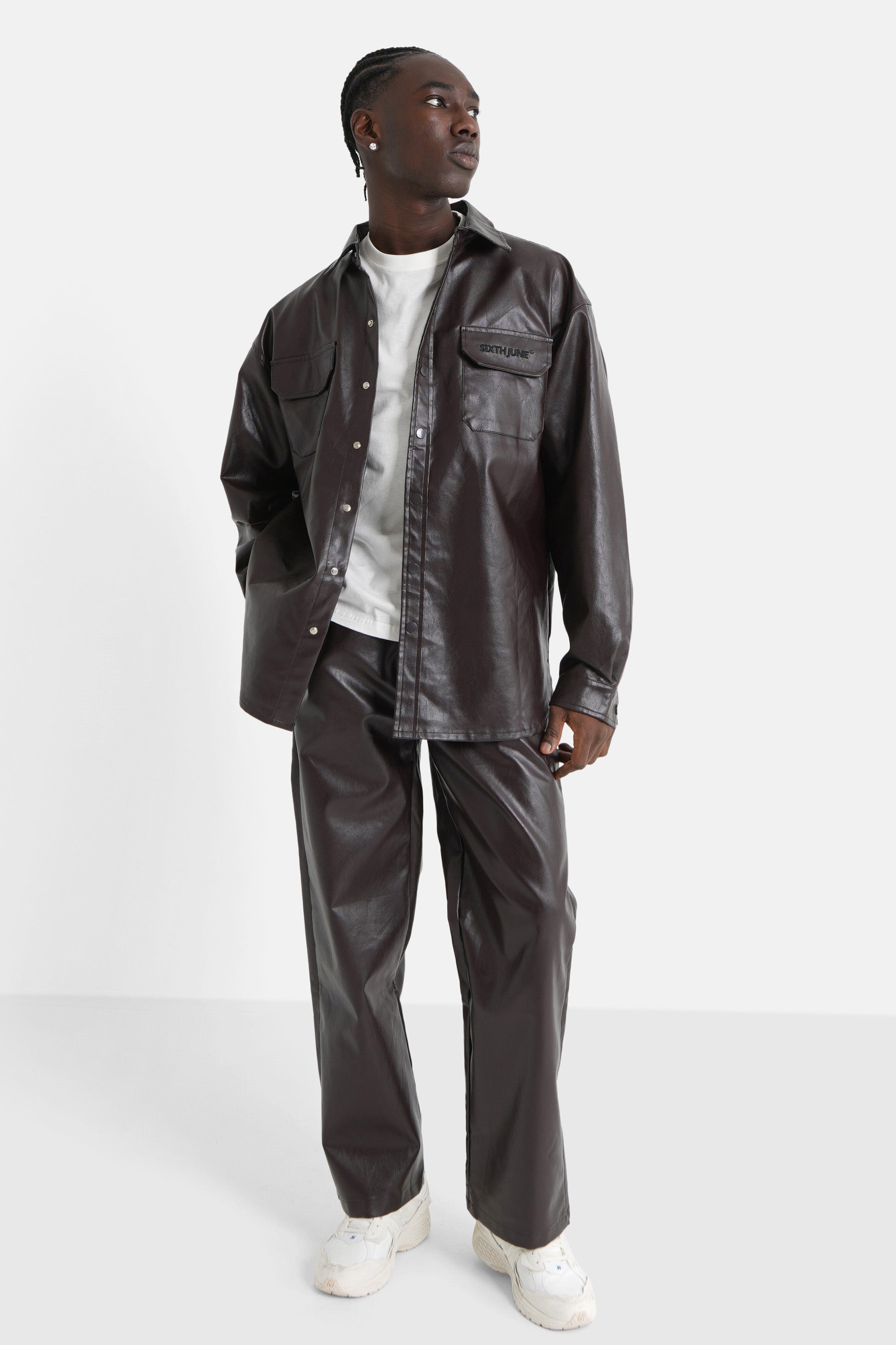 Sixth June - Chemise manches longues simili cuir Marron