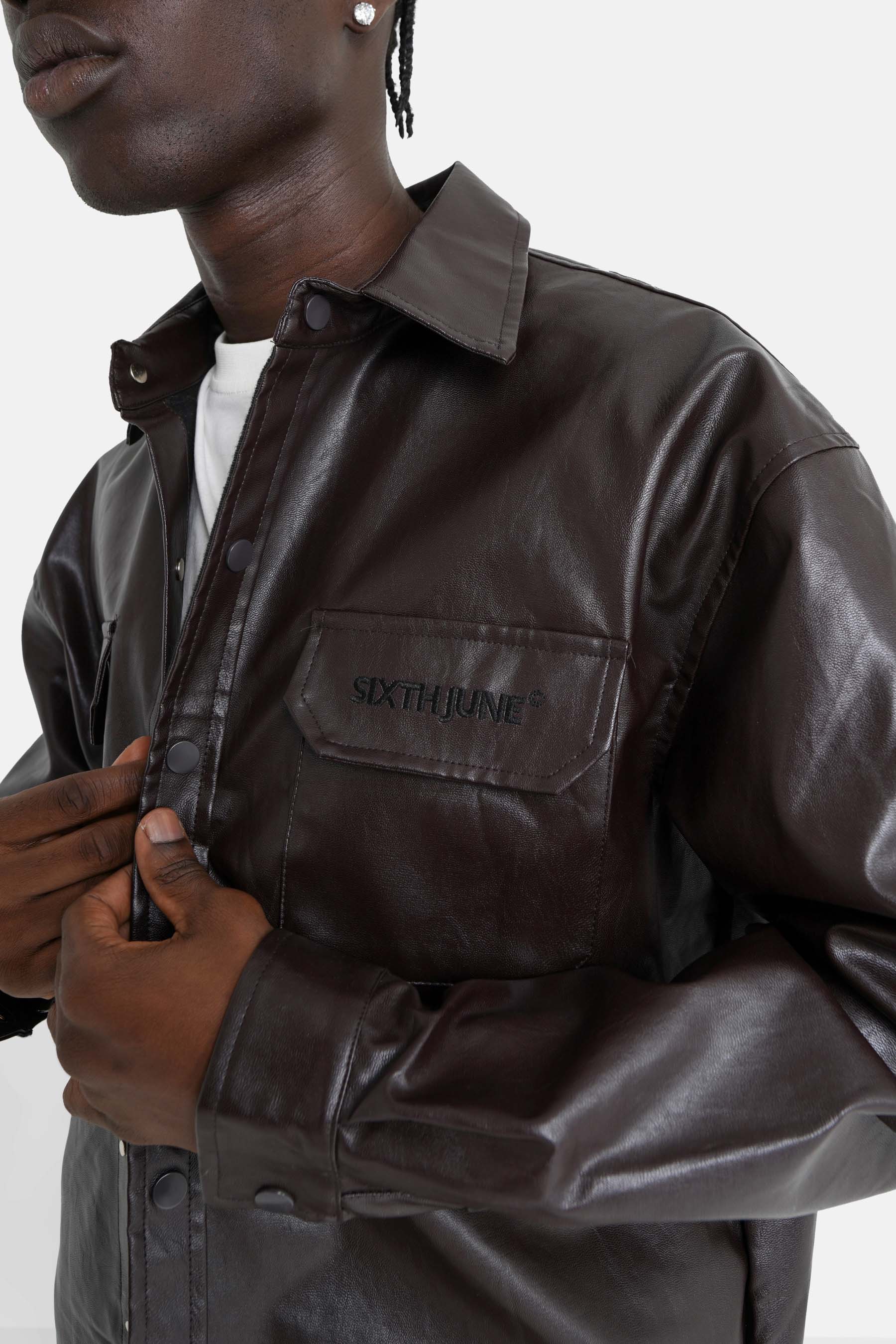 Sixth June - Chemise manches longues simili cuir Marron