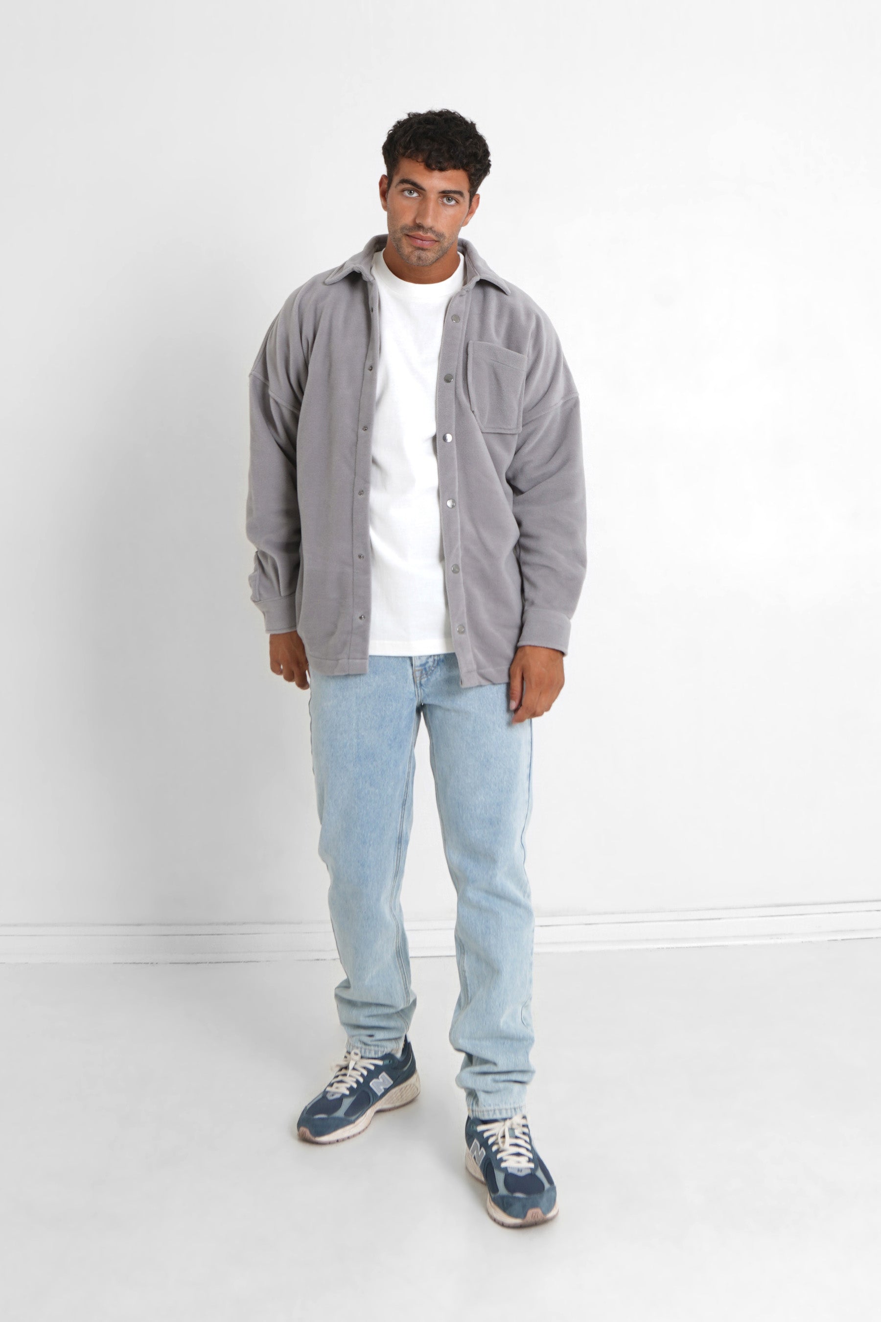 Sixth June - Chemise polaire patch curly Gris clair