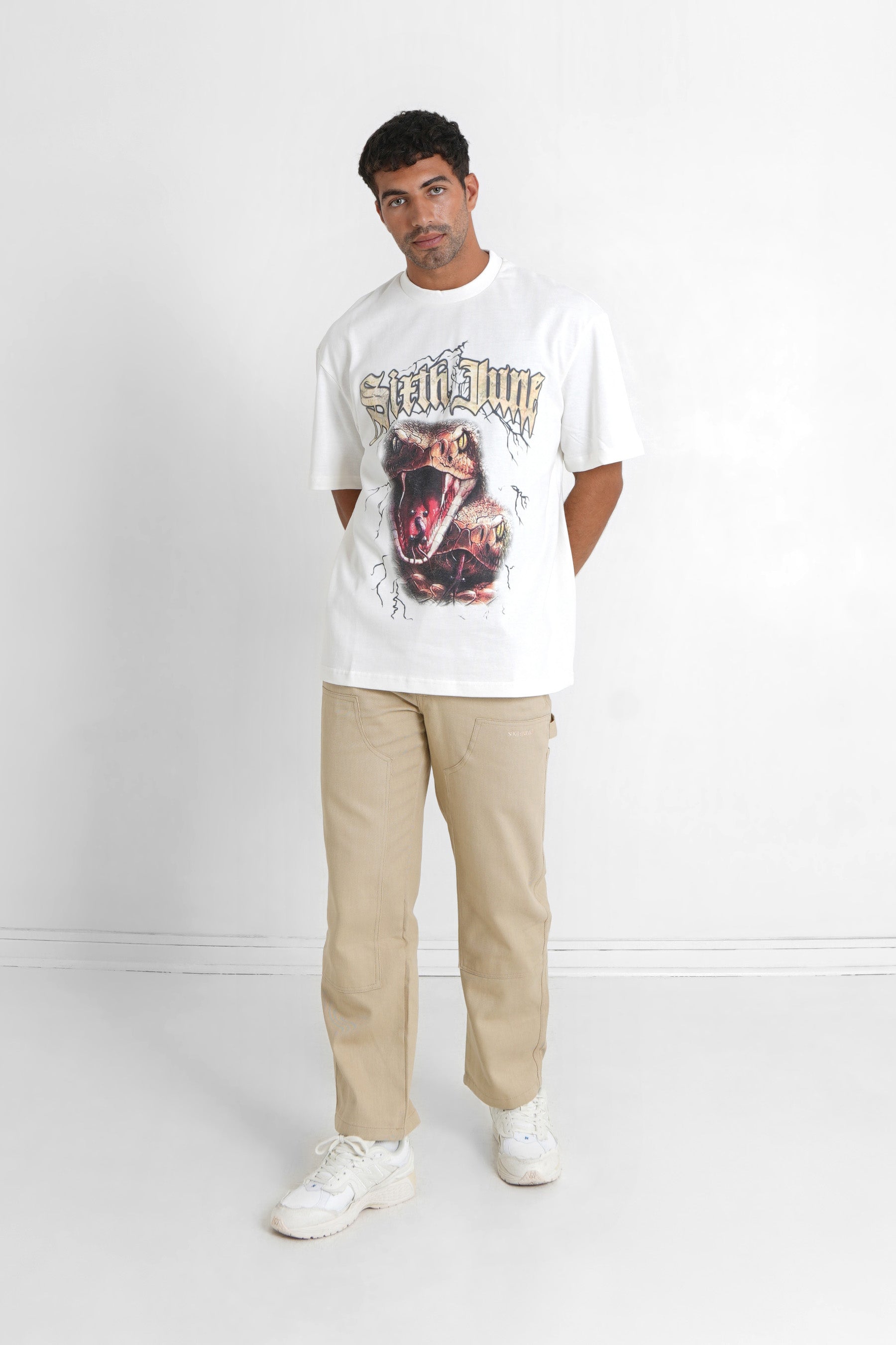 Sixth June - T-shirt vintage serpent Blanc cassé