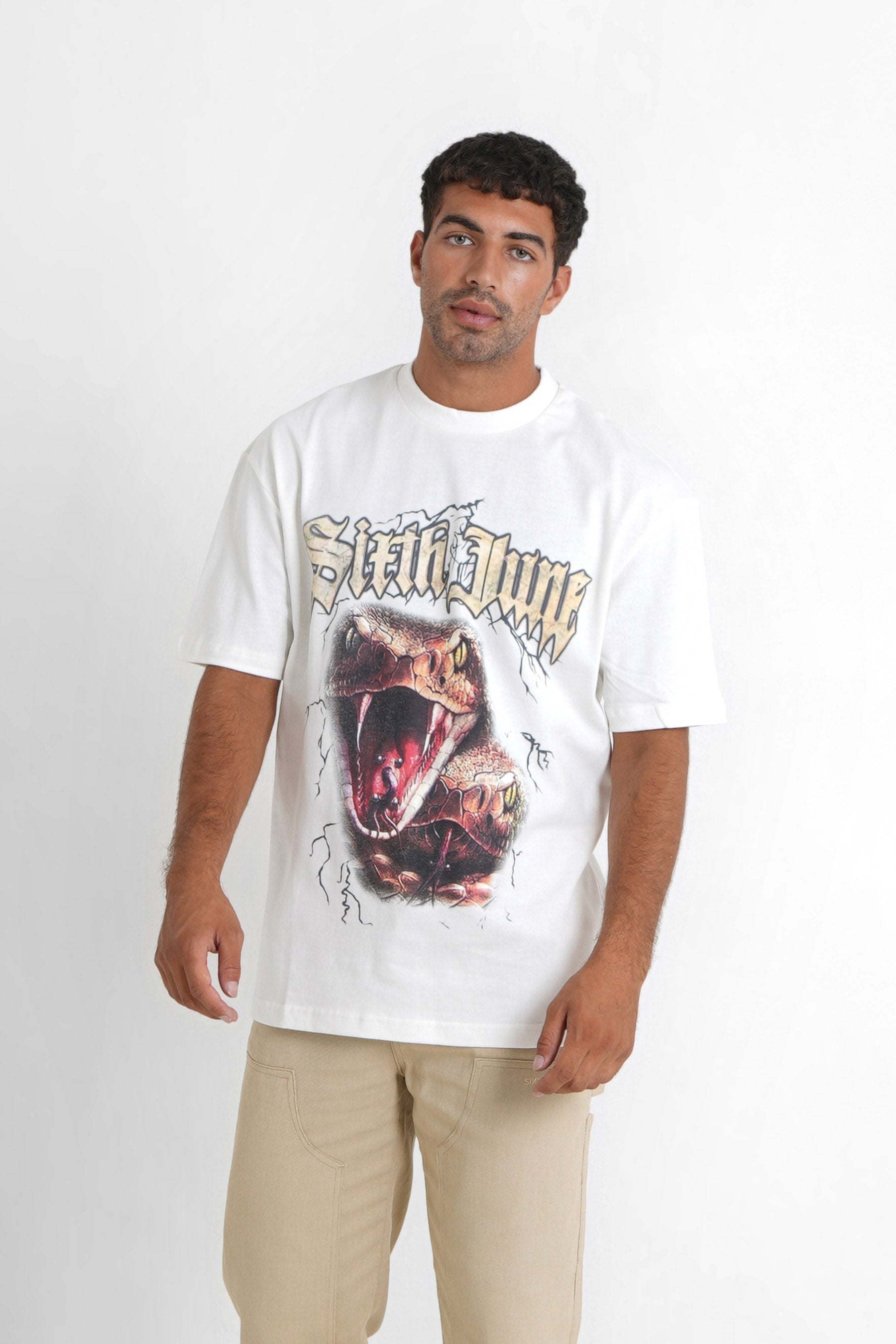 Sixth June - T-shirt vintage serpent Blanc cassé