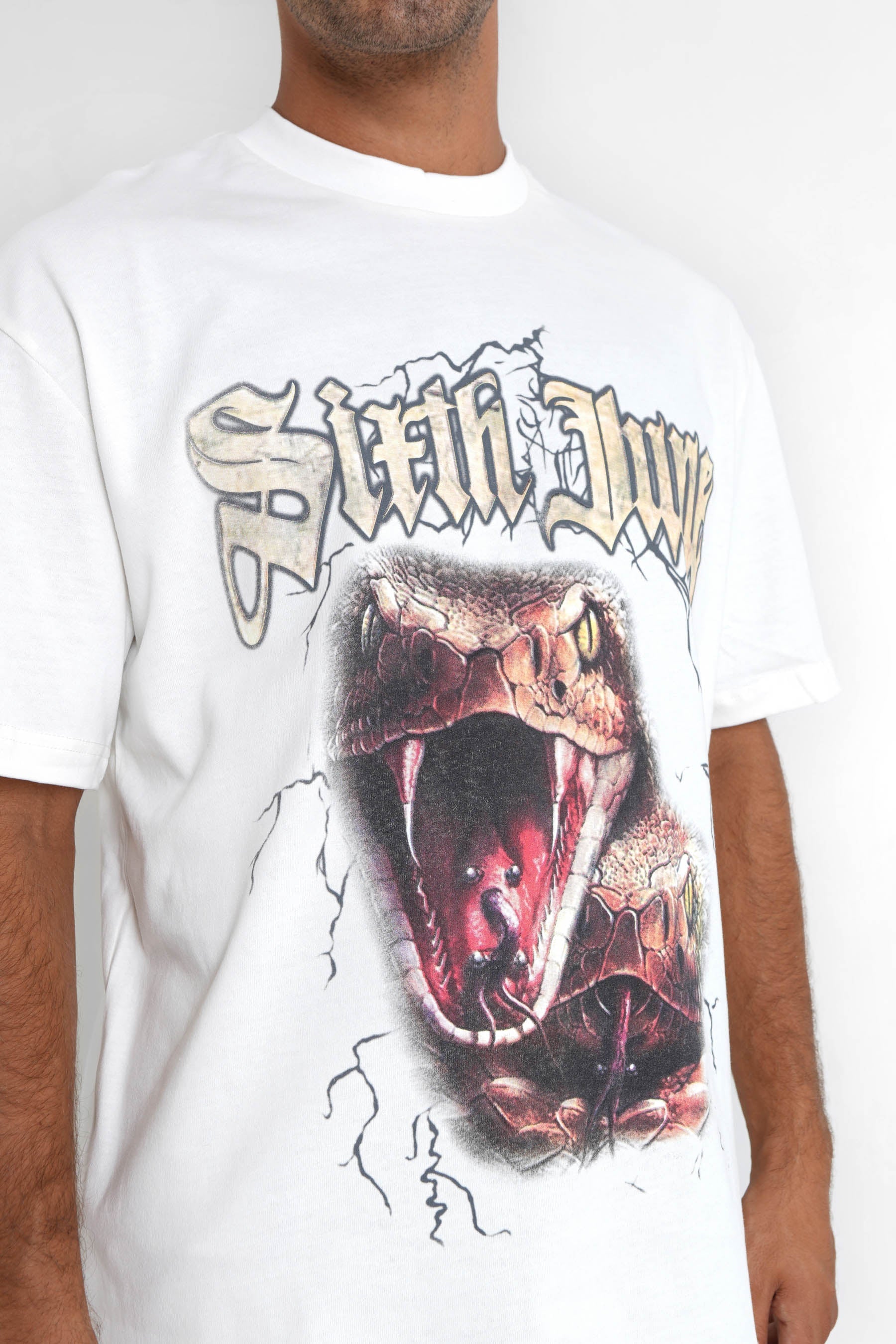 Sixth June - T-shirt vintage serpent Blanc cassé