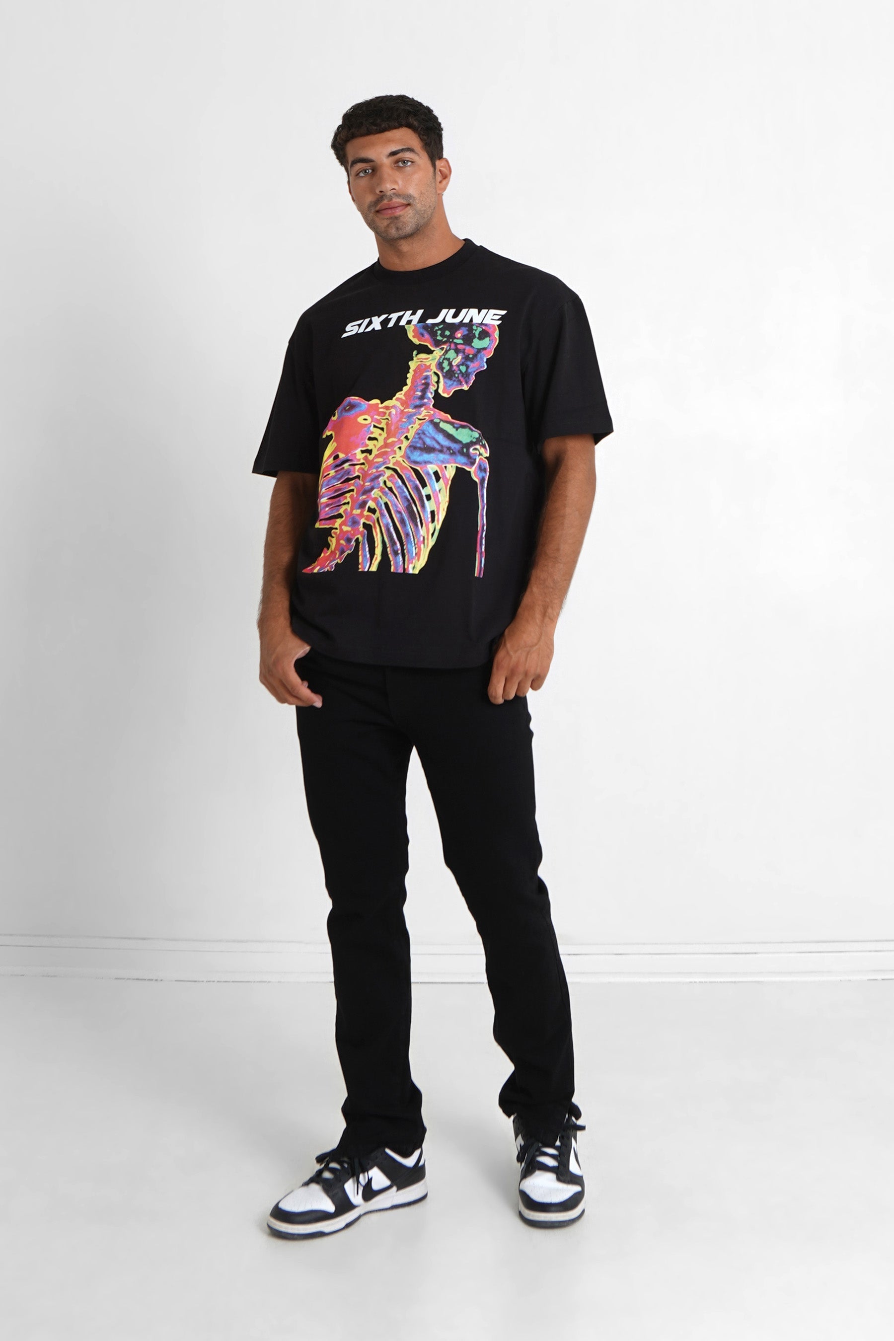 T-shirt vintage squelette Noir