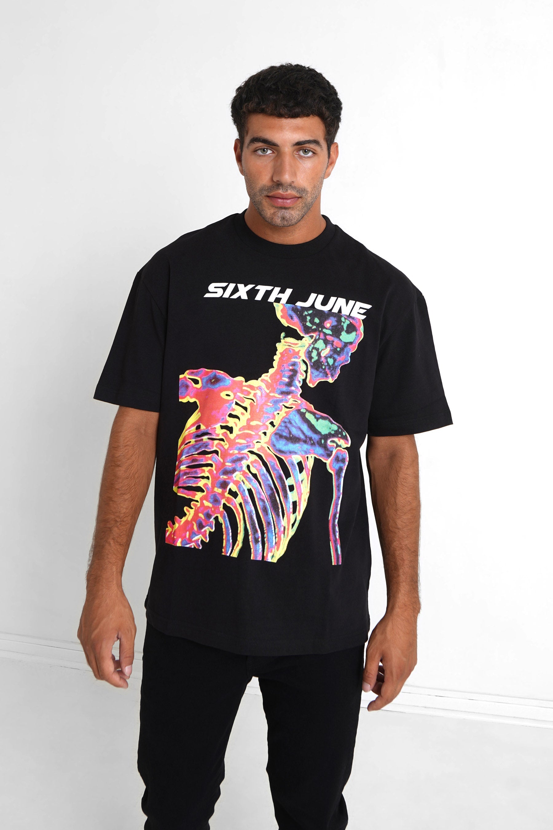 T-shirt vintage squelette Noir