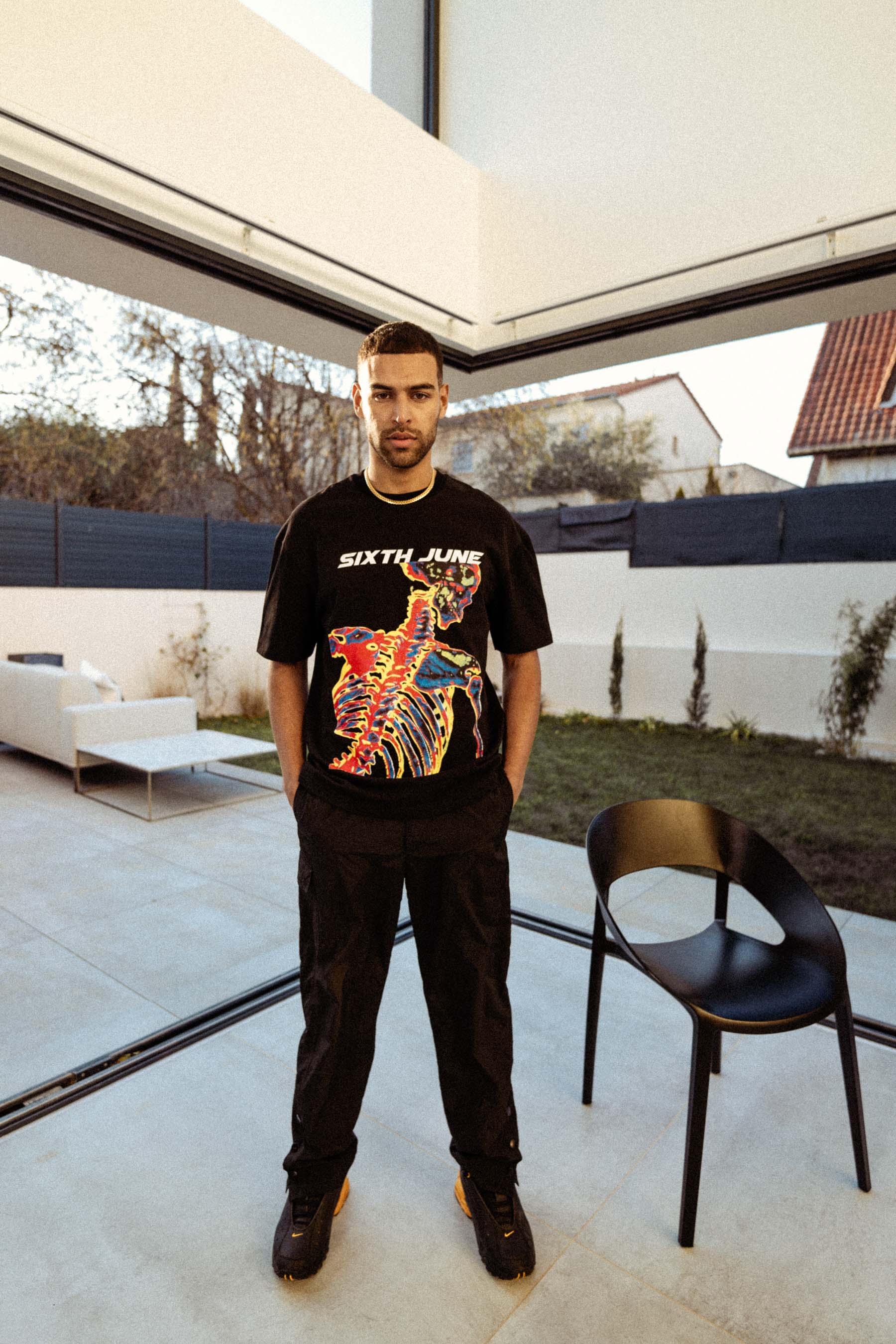 T-shirt vintage squelette Noir