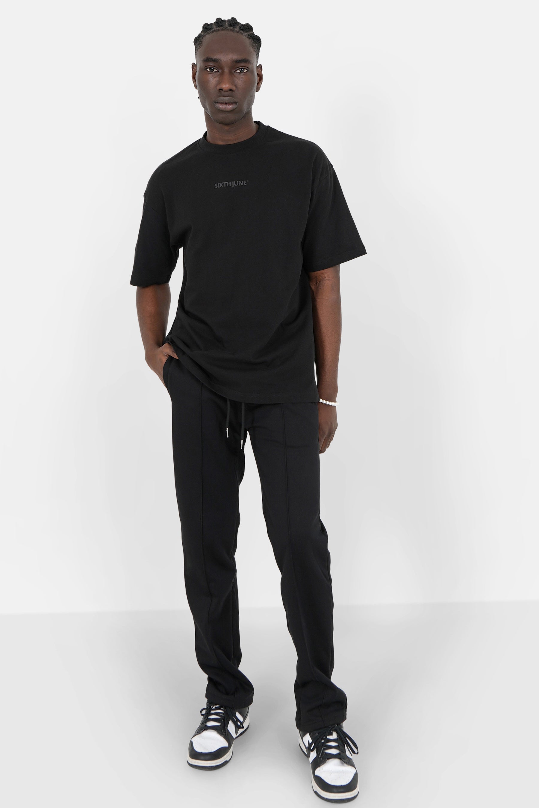 Jogging molletonné surpiqûres Noir