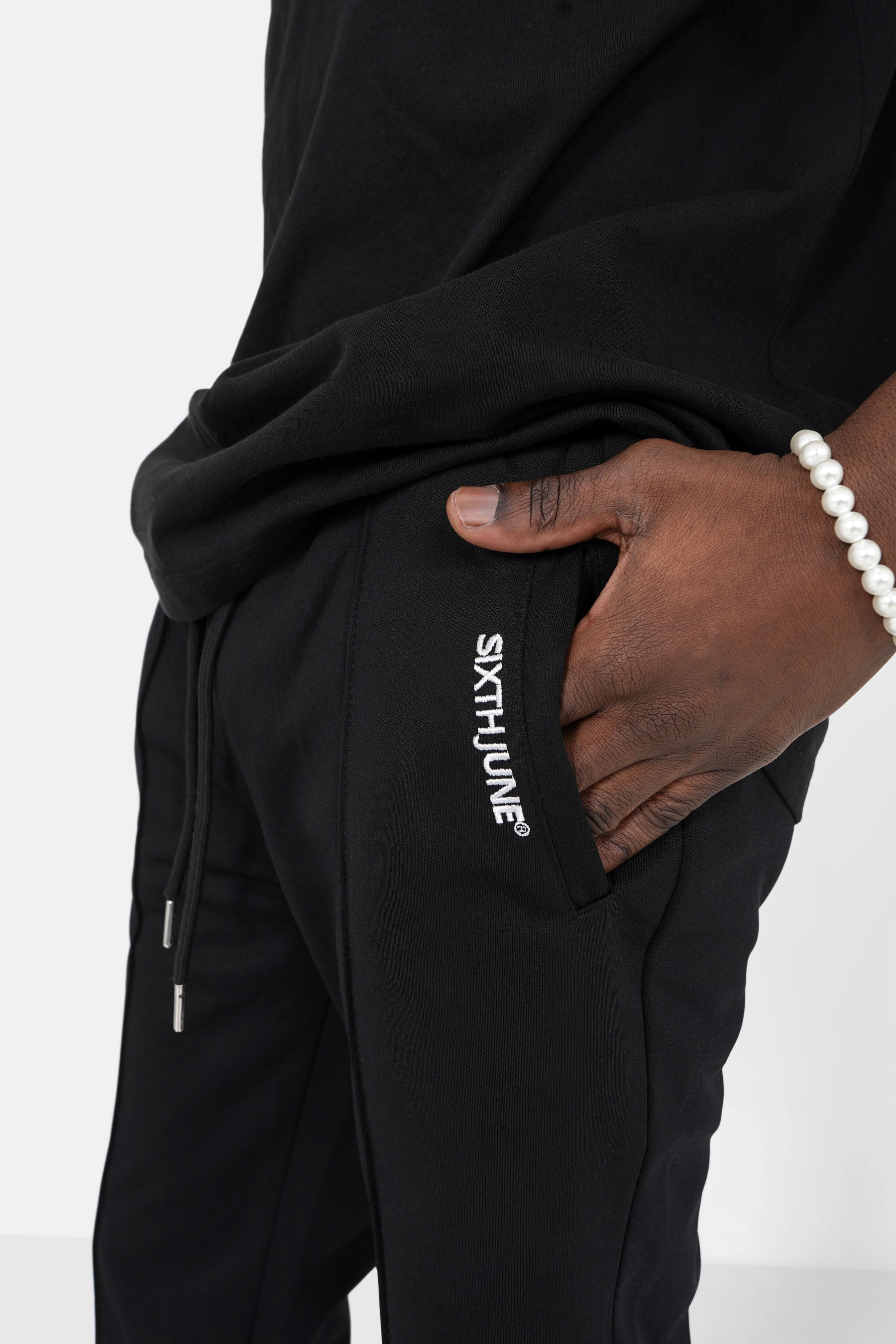 Jogging molletonné surpiqûres Noir