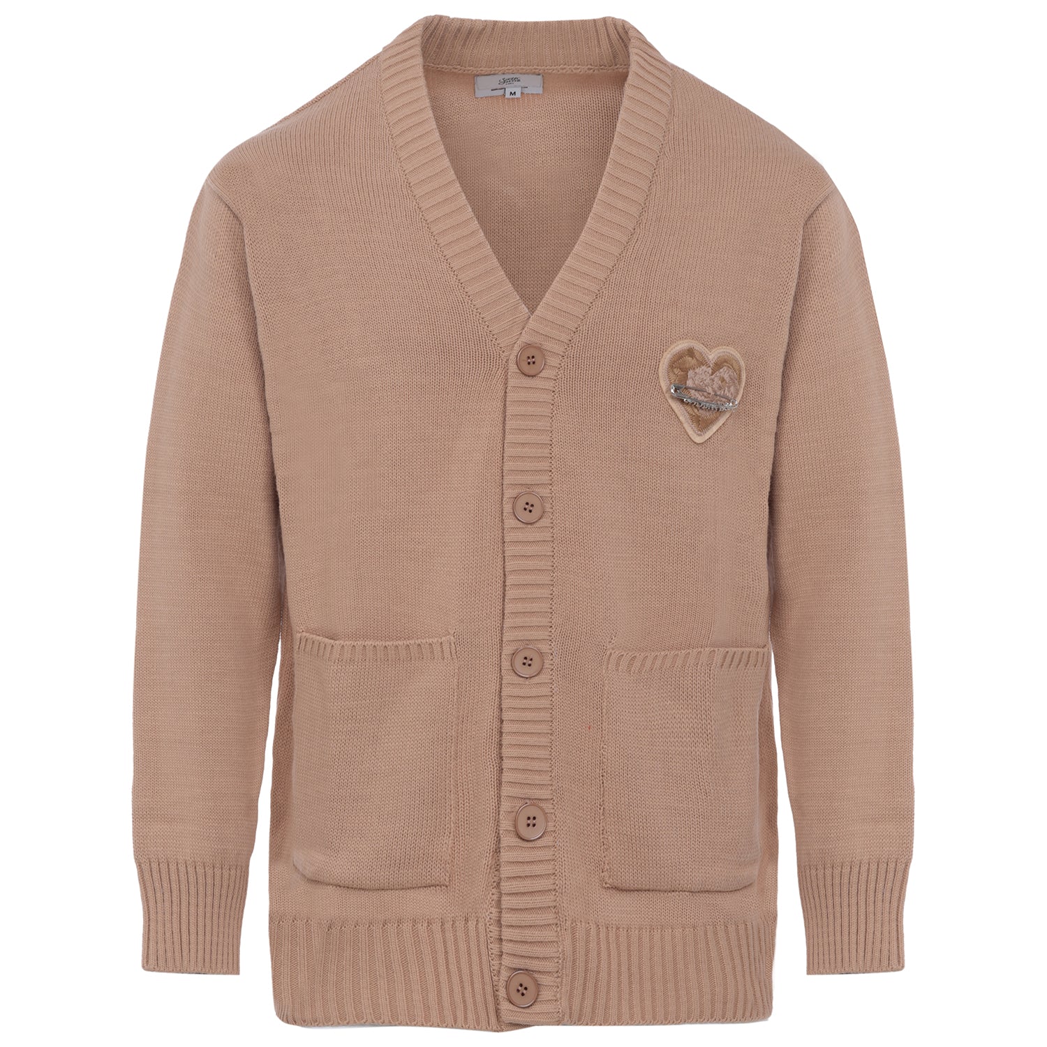 Sixth June - Cardigan maille coeur brodé Beige foncé