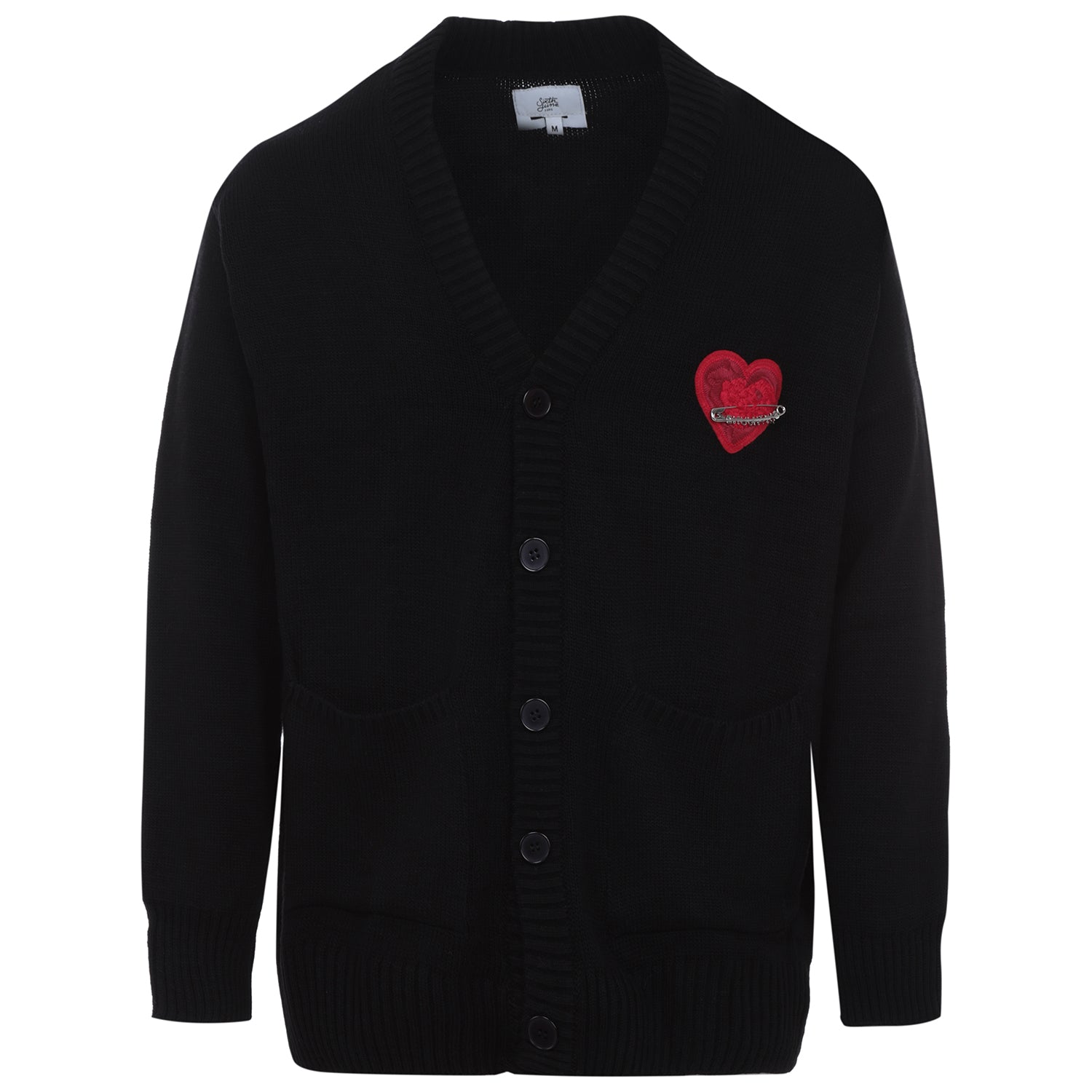 Sixth June - Cardigan maille coeur brodé Noir