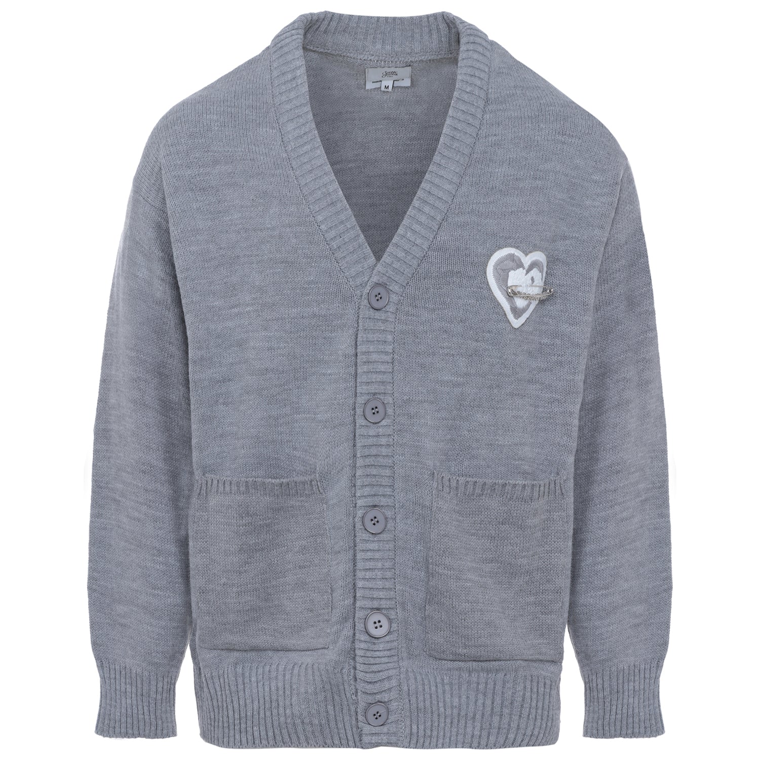 Sixth June - Cardigan maille coeur brodé Gris