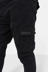 Pantalon cargo ajusté épais Noir