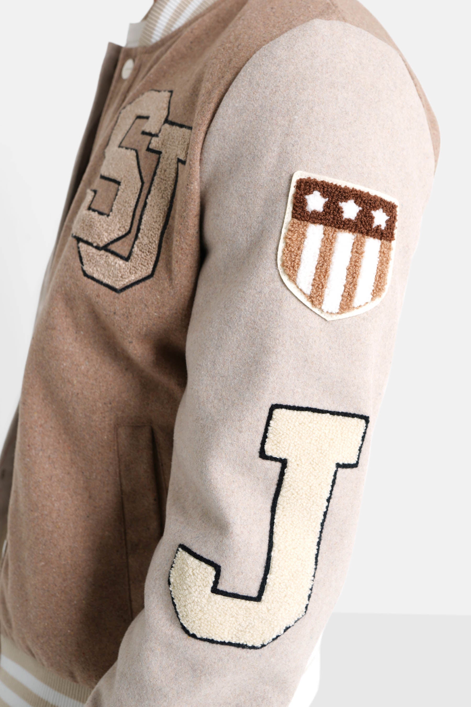 Sixth June - Veste bicolore brodée Beige