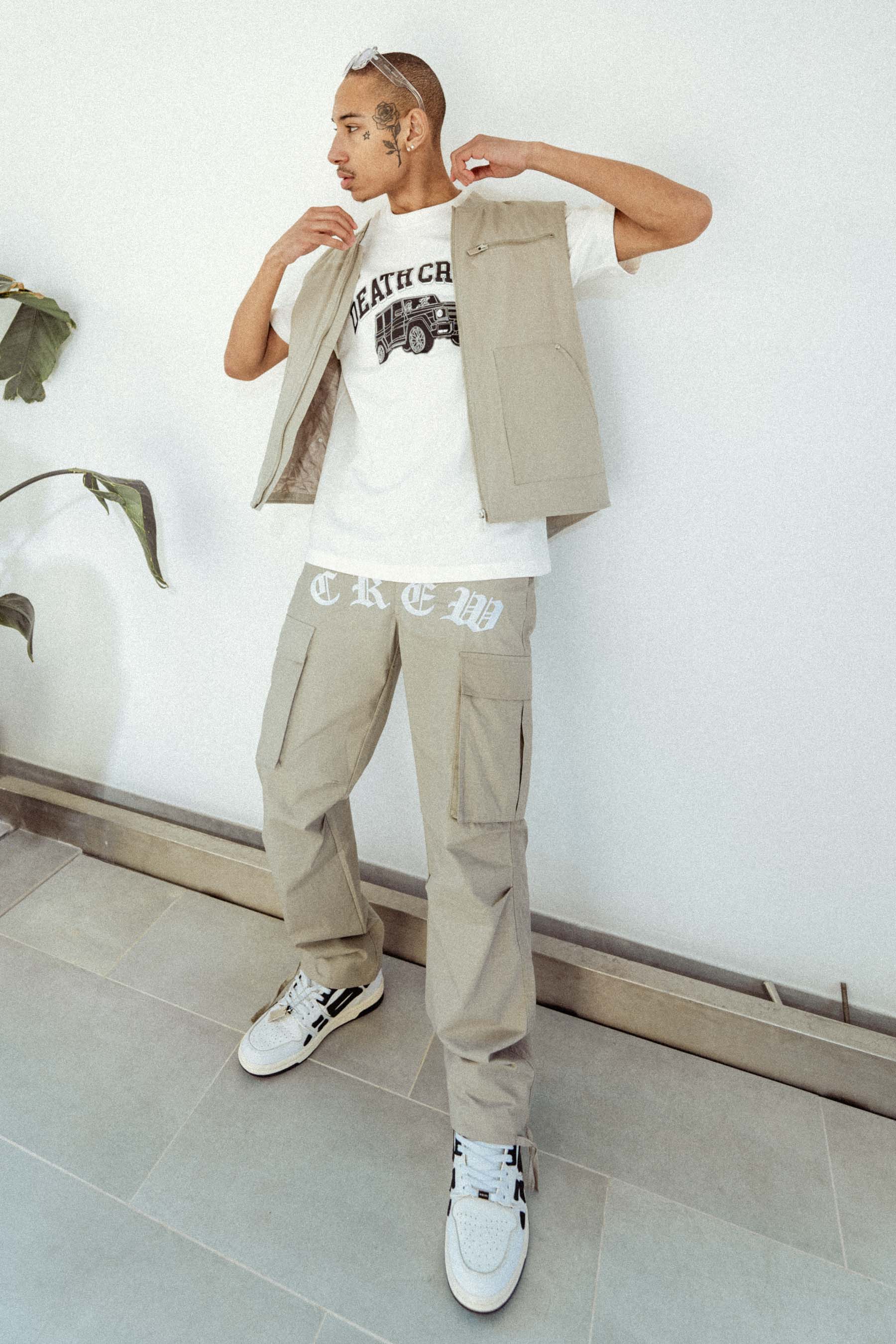 Zipped CREW sleeves gilet light Grey