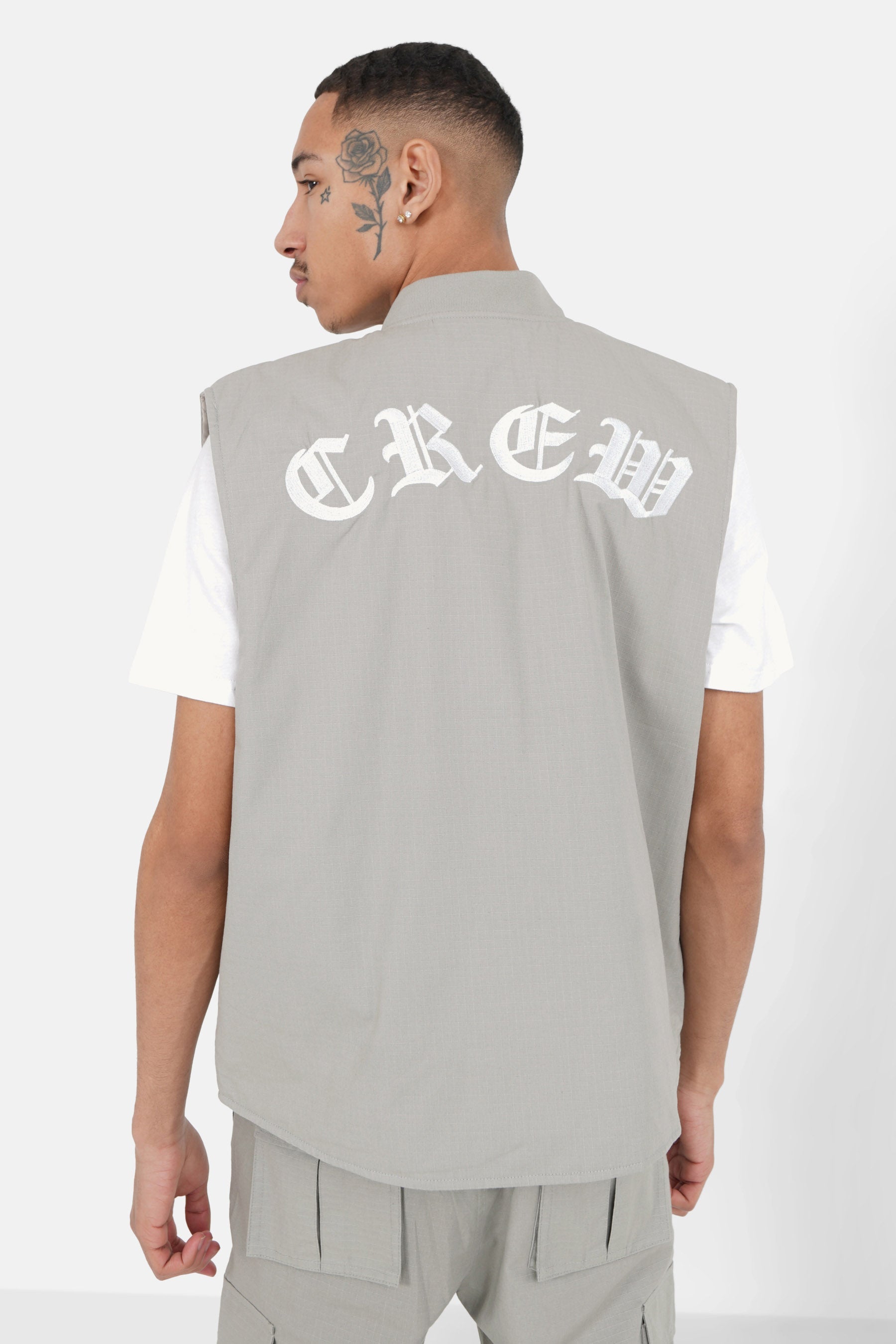 Zipped CREW sleeves gilet light Grey