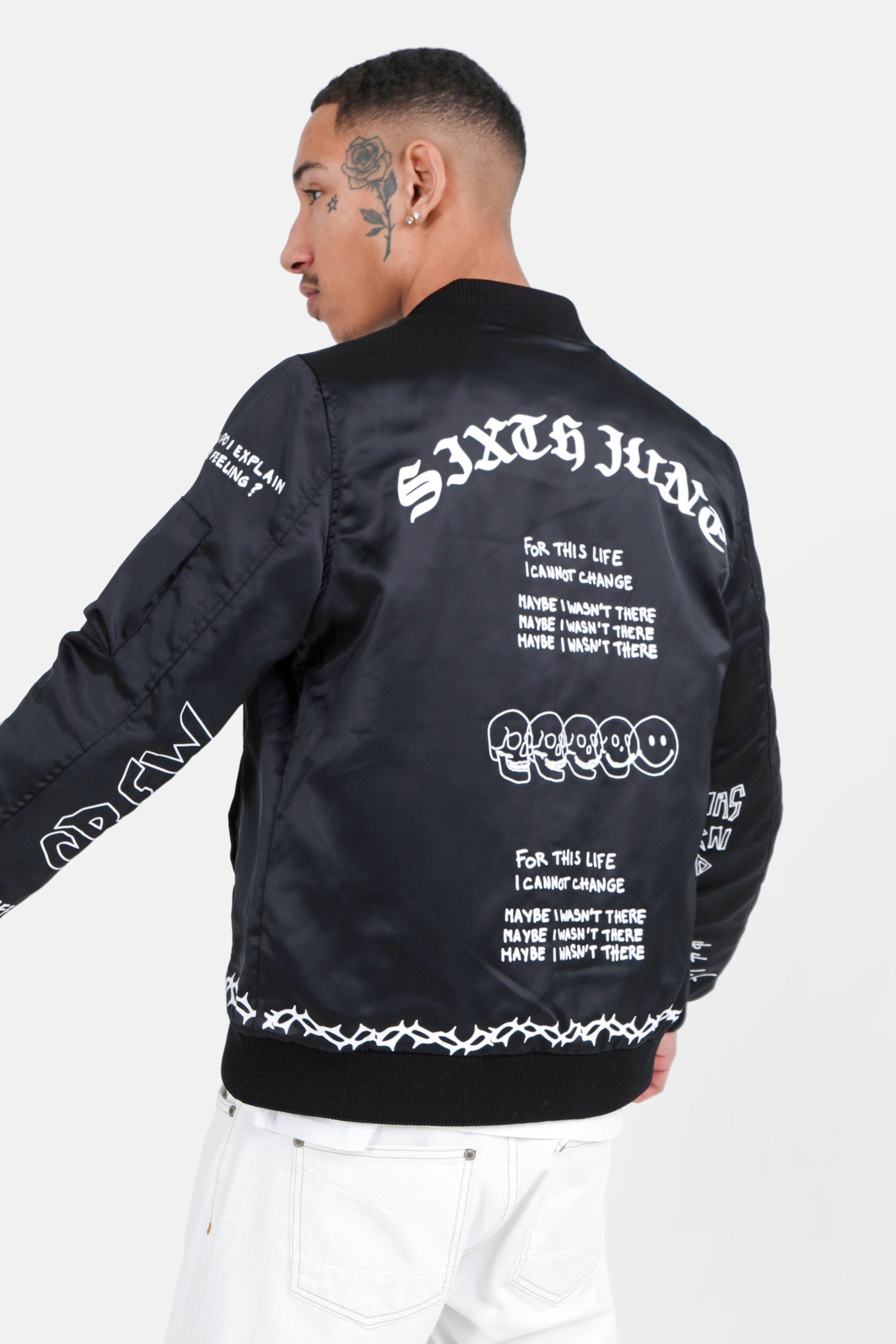 Printed gothic bomber Black