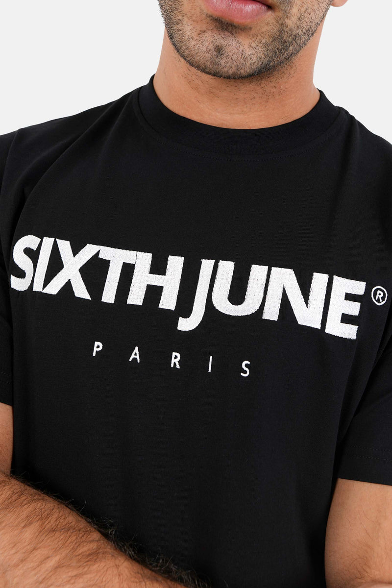 Sixth June - T-shirt broderie logo Paris Noir