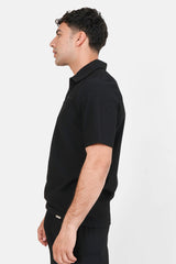 Pleated polo shirt Black