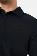 Pleated polo shirt Black