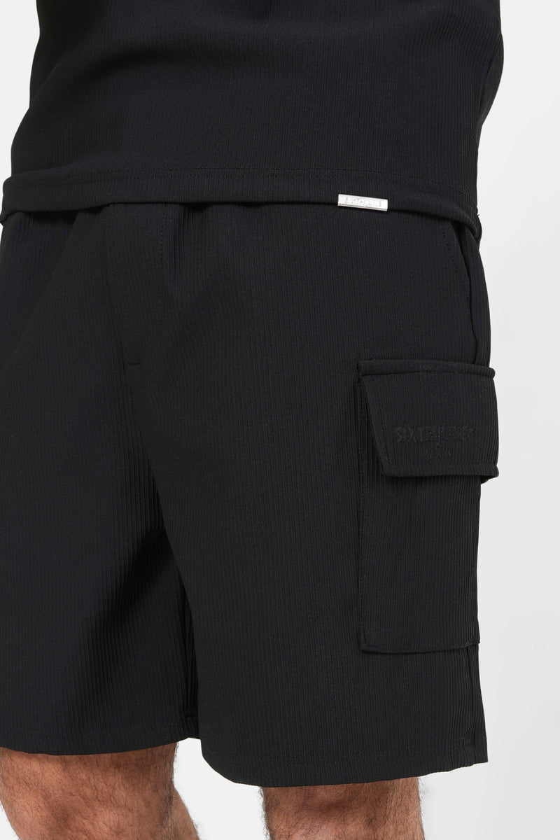 Short poches cargo plissé Noir