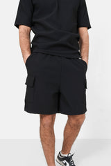 Short poches cargo plissé Noir