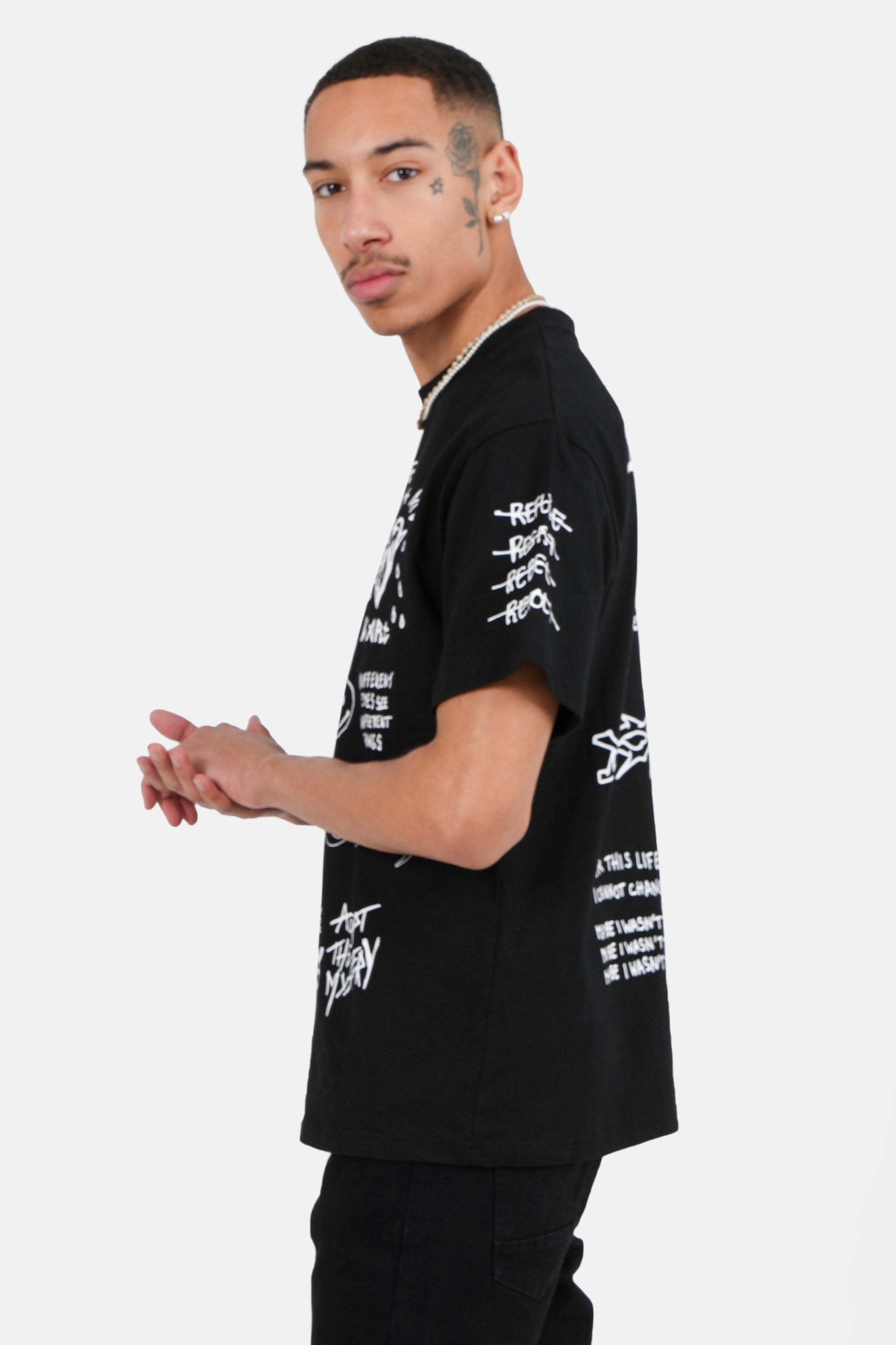 T-shirt inscription gothique Noir