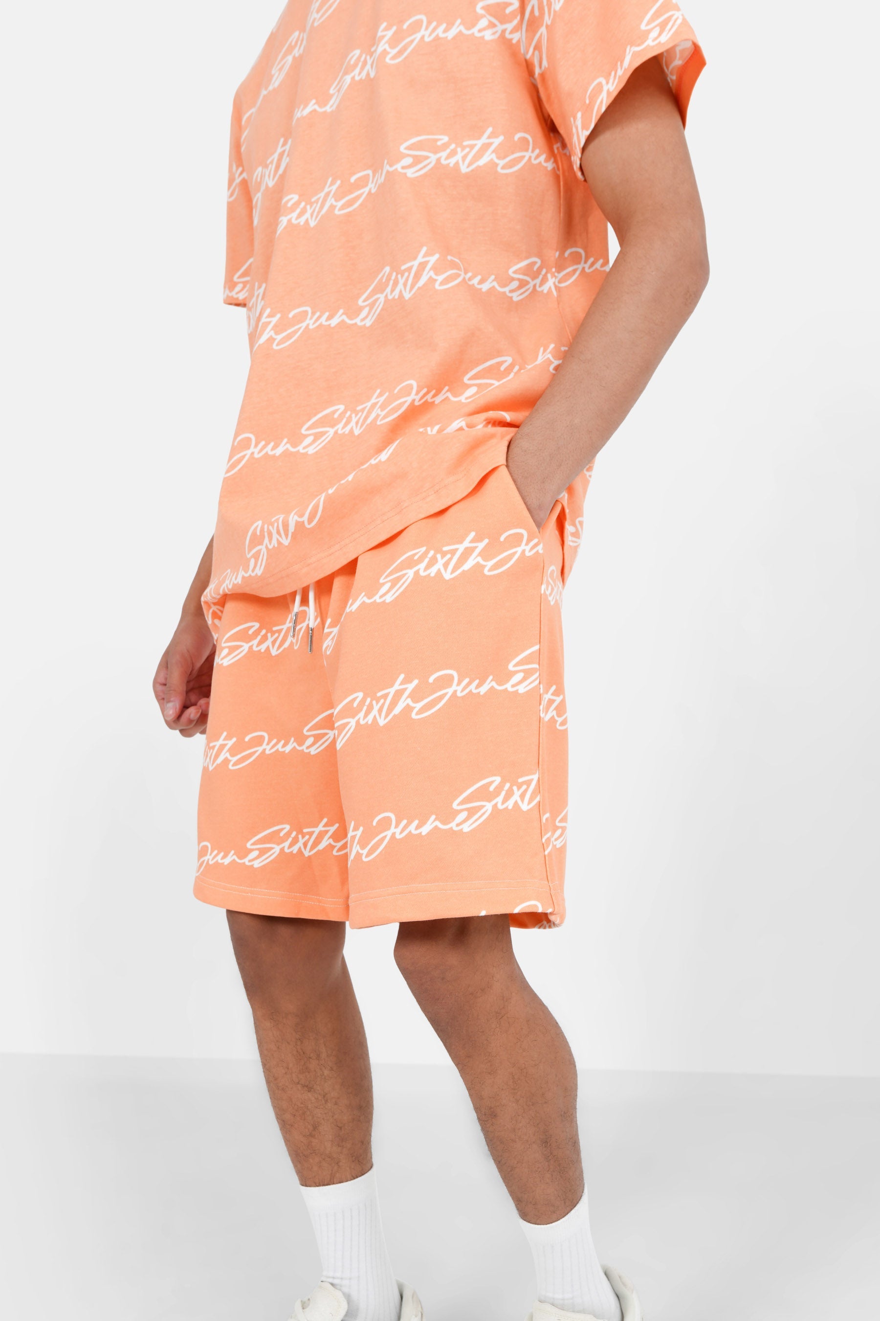 Short logo signature imprimé Orange