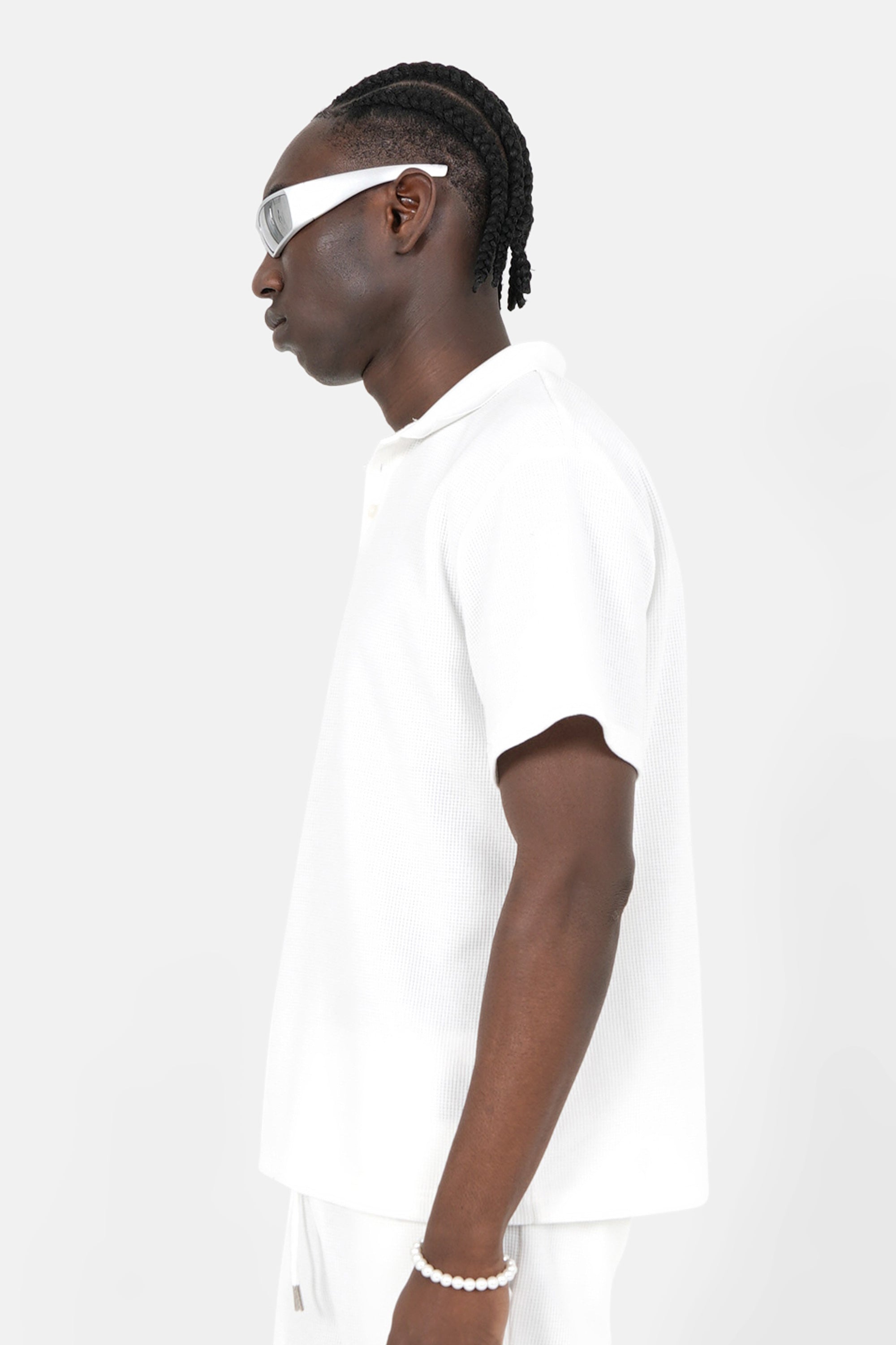 Waffle polo shirt White