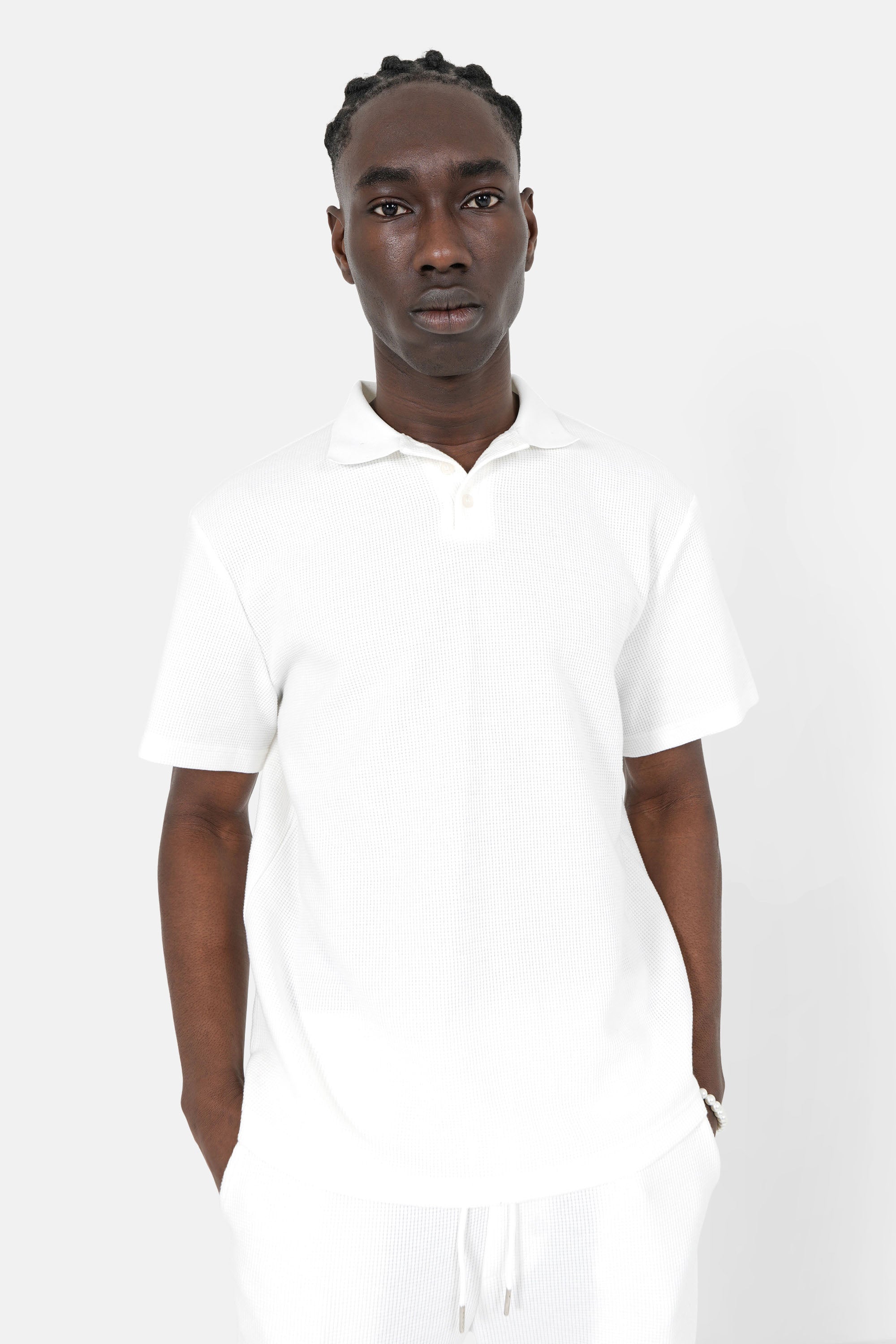 Waffle polo shirt White