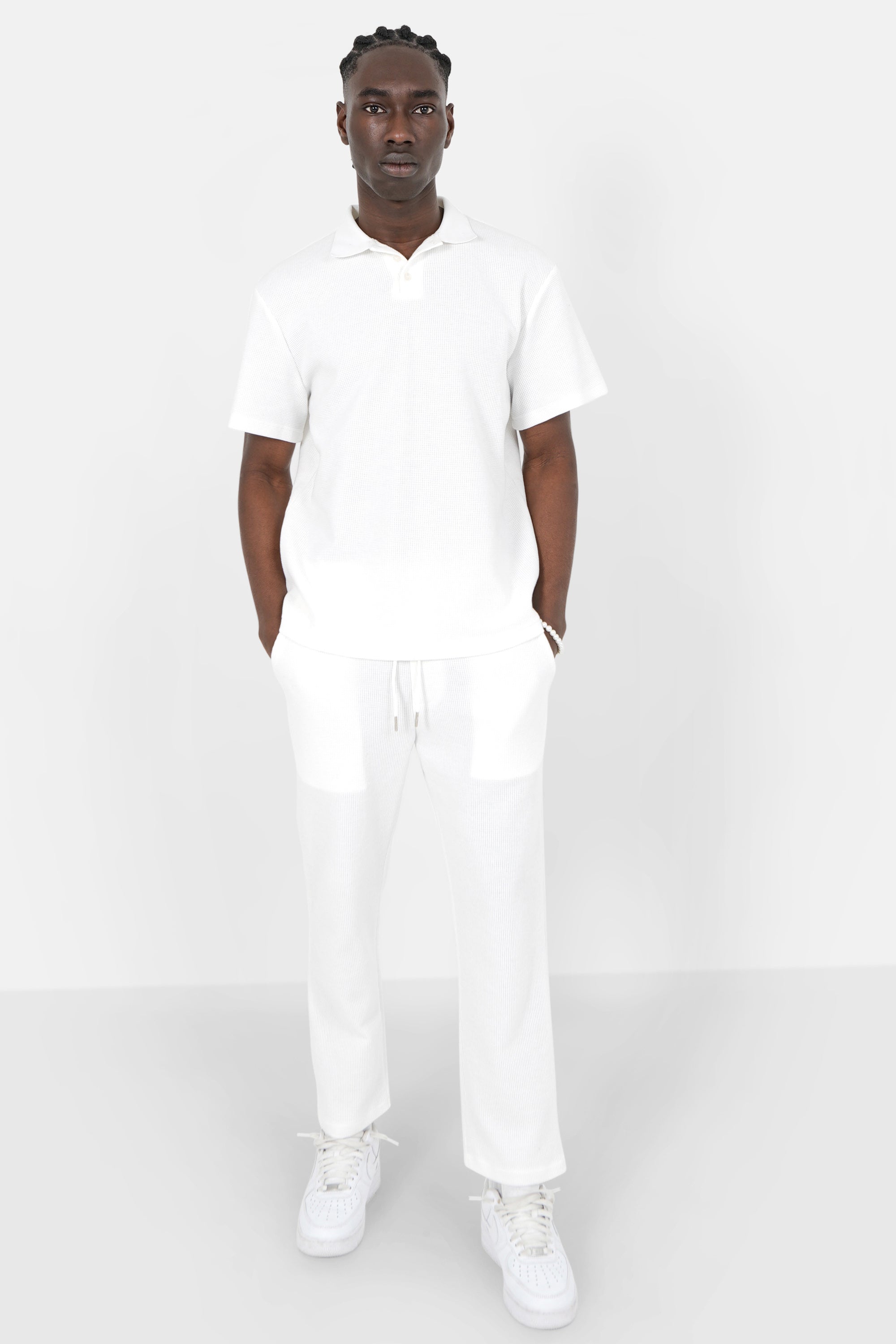 Waffle polo shirt White
